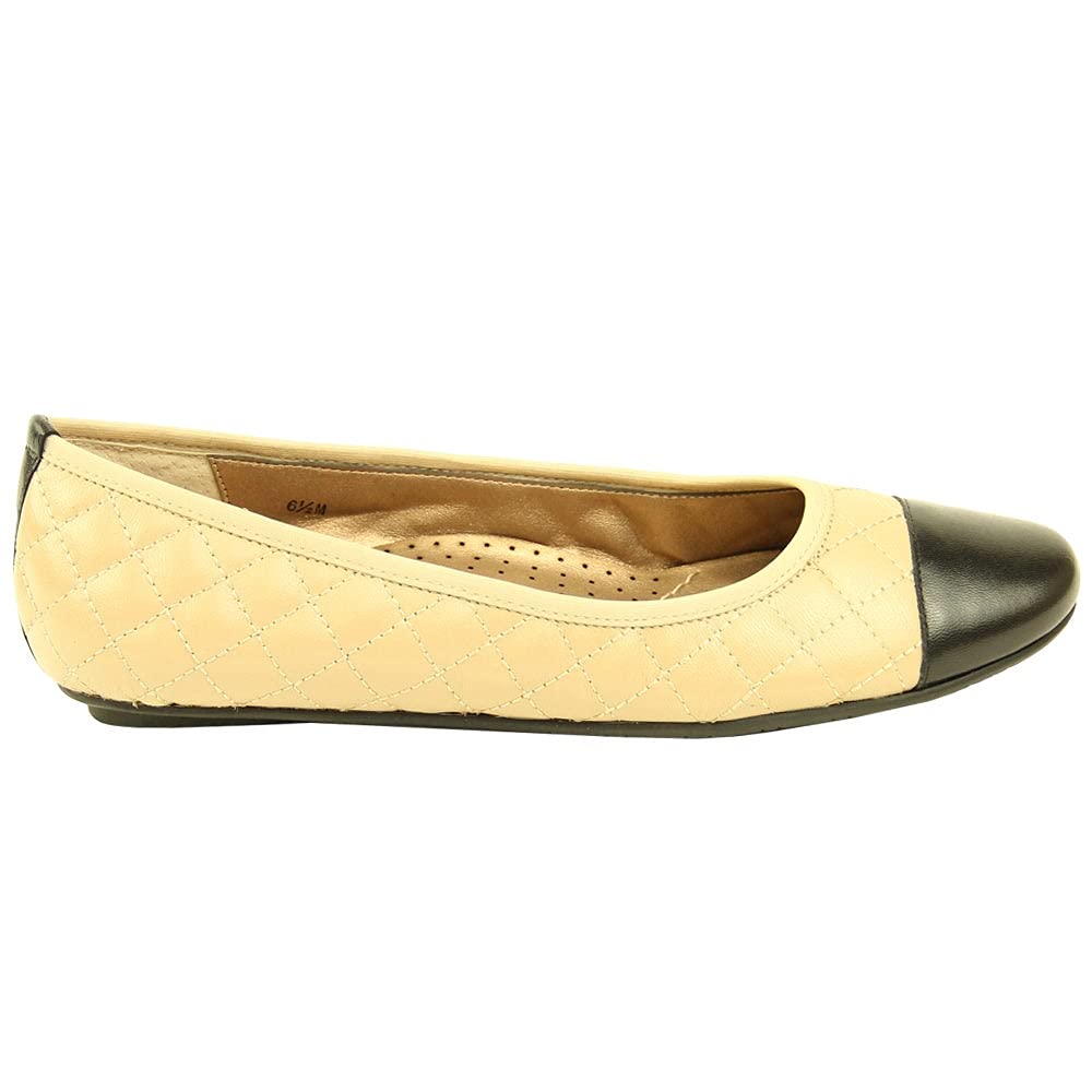 VANELi Women's Serene Quilted Slip-On Ballet Flats - Comfortable Casual Shoes for Women - Beige | Perfect for Work, Travel & Everyday Wear