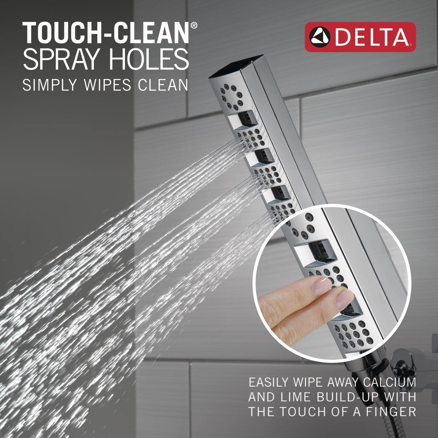 Delta Faucet Tetra H2Okinetic Handheld Shower Head with Hose - Chrome Finish, Detachable Shower Head with Lumicoat Technology (Model 55140-PR) - Perfect for Bathroom Renovation, Spa-Like Shower Experience, and Water-Saving Home Upgrades