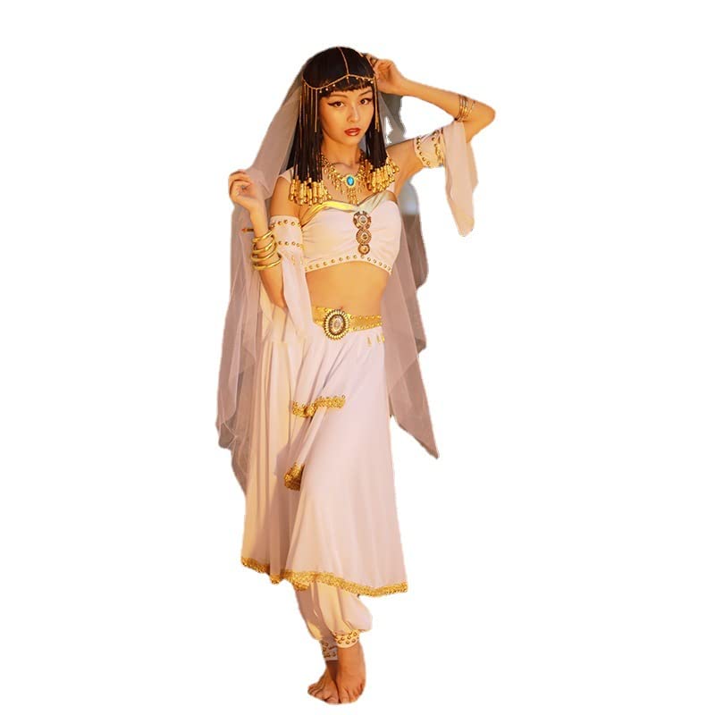 Egyptian Belly Dance Costume 6-Piece Set for Halloween Party, Role Play, and Cultural Performances
