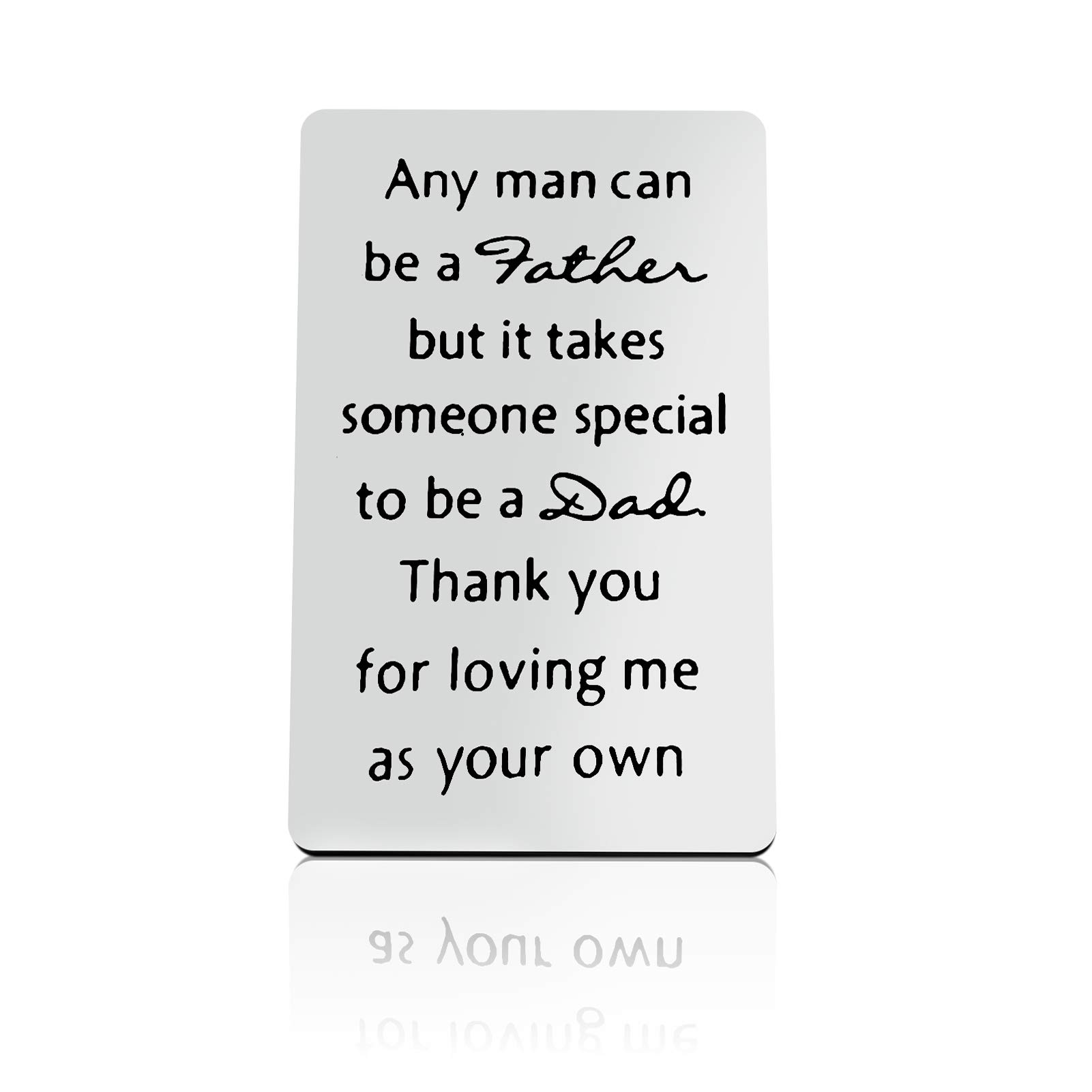 Stepdad Wallet Card - Thoughtful Gift for Stepfather from Stepdaughter or Stepson | Bonus Dad Birthday, Father's Day, Thanksgiving & Christmas Appreciation Gift | Engraved Metal Wallet Card for Dads | Perfect for Everyday Carry, Special Occasions & Heartfelt Moments