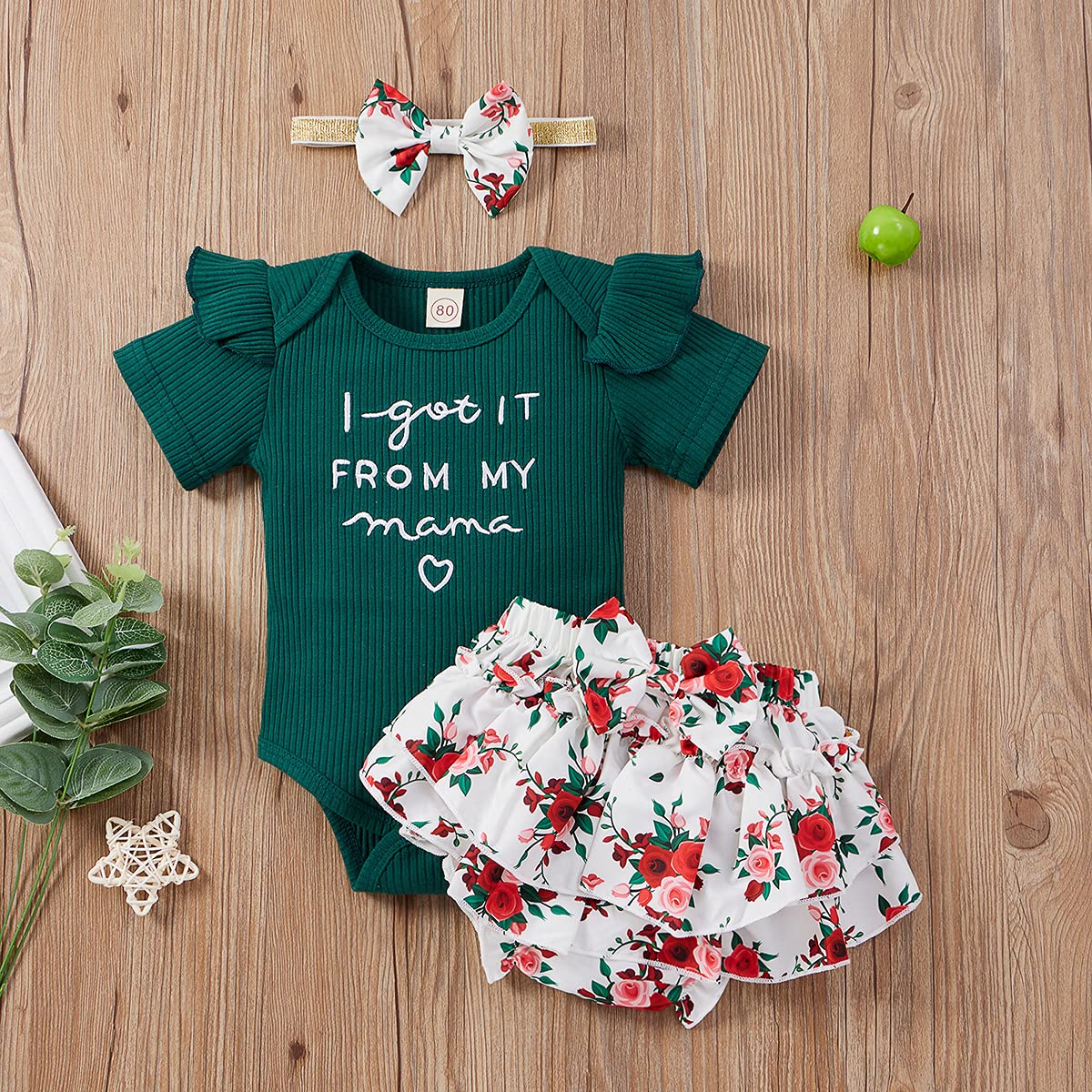 Yccutest Newborn Baby Girl Clothes Set - Cute Summer Outfits for Toddlers with Short Sleeve Romper, Floral Shorts & Bow Headband - Perfect for Playdates, Beach Trips & Photo Shoots