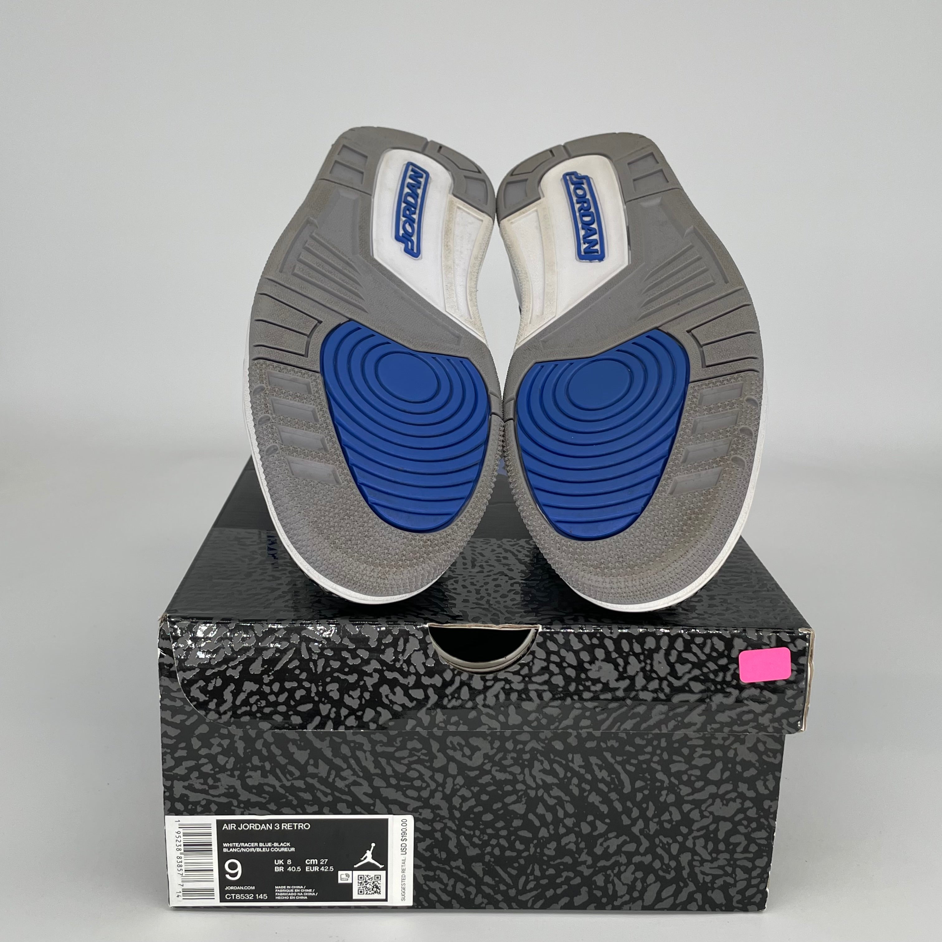 AIR JORDAN 3 RACER BLUE Men's Basketball Shoes - Size 9 (CT8532-145) - Retro Sneakers for Running, Training & Streetwear Fashion