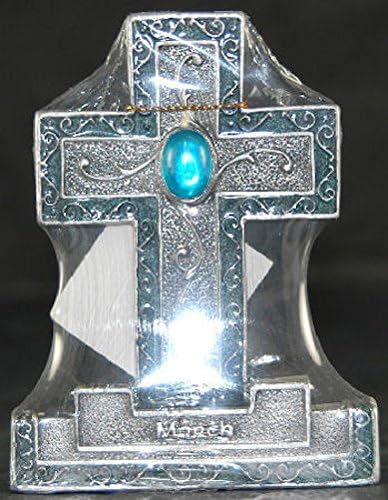 Encore Free Standing Silver Cross Pendant with Blue Gemstone - March Birthstone Gift - Perfect for Baptism, First Communion & Religious Jewelry Gifts