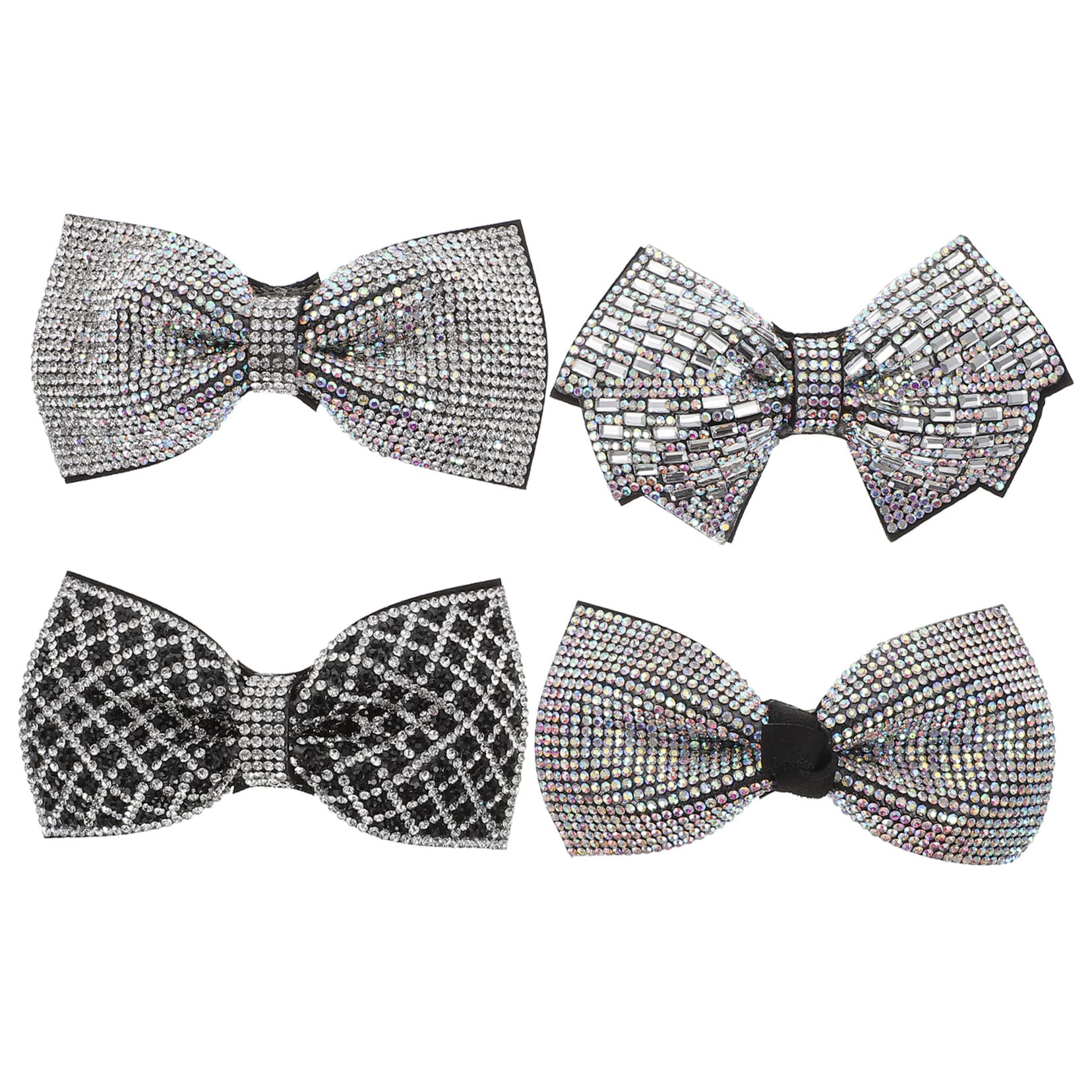 Minkissy Rhinestone Bow Hair Clips for Women - 4pcs Metal Snap Hair Barrettes with Crystal Decor - Elegant Wedding Hair Accessories for Bride, Bridesmaids & Special Occasions - Perfect for Prom, Party and Formal Events