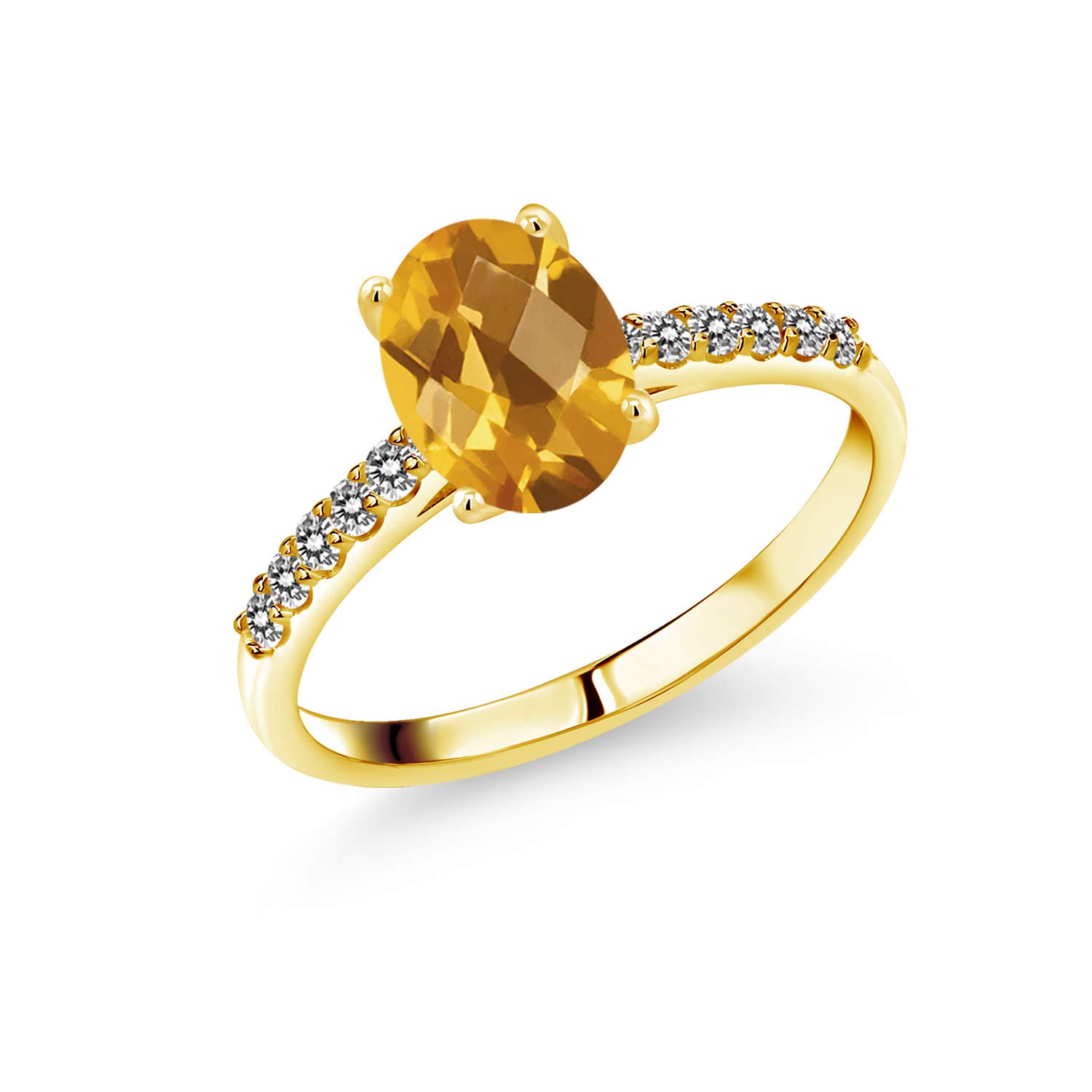 1.45 Ct Oval Citrine Diamond Ring in 10K Gold for Women