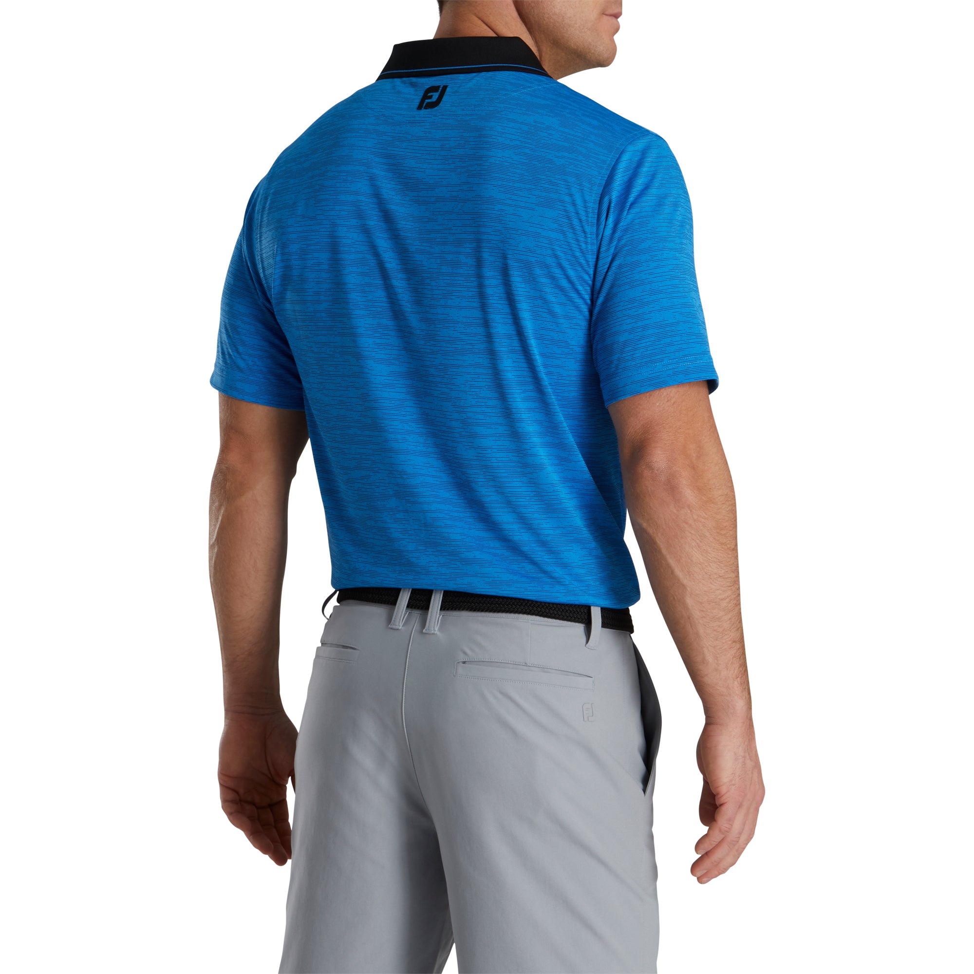 FootJoy Broken Pinstripe Lisle French Blue Men's Golf Polo Shirt - Moisture-Wicking & UV Protection for Comfortable Golfing & Outdoor Activities