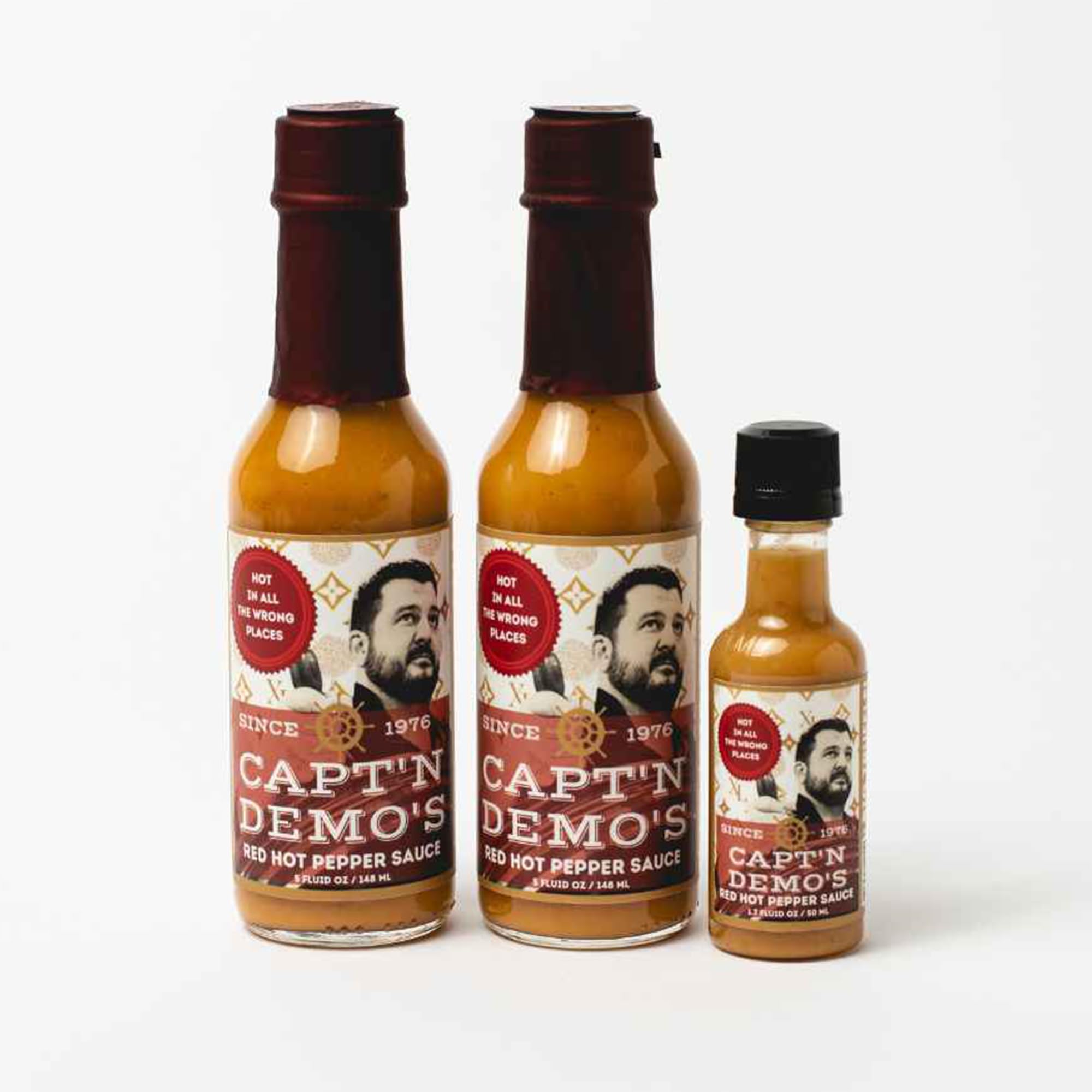 CAPTAIN DEMO's DOUBLE TRUFFLE Red Hot Pepper Sauce - 2 Bottle Pack with Free Travel Bottle | Gourmet Hot Sauce with Black & White Truffles | Perfect Garlic Flavor & Hot Honey Heat | Ideal for Pizza, Wings & Gourmet Cooking