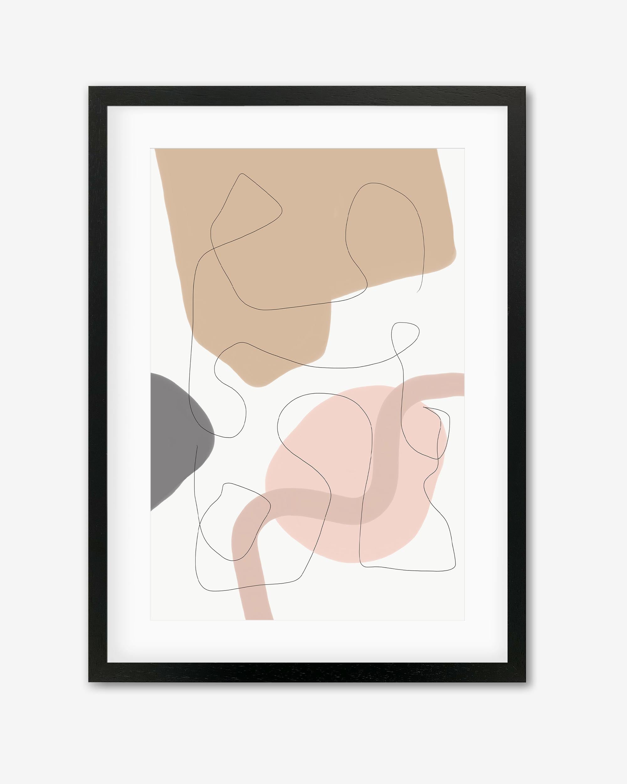 Scandi Shapes 2 Framed Wall Art - Nordic Minimalist Abstract Canvas Painting for Living Room, Bedroom & Office Decor