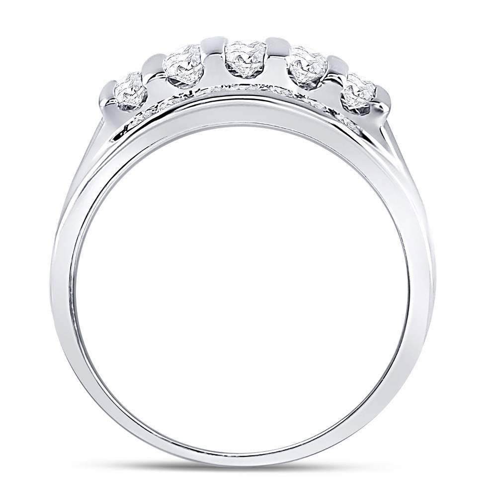 14K White Gold Men's Round Diamond Wedding Band Ring - 1 CTTW Natural Round White Diamonds in Channel Setting | Perfect for Engagement, Anniversary & Special Occasions