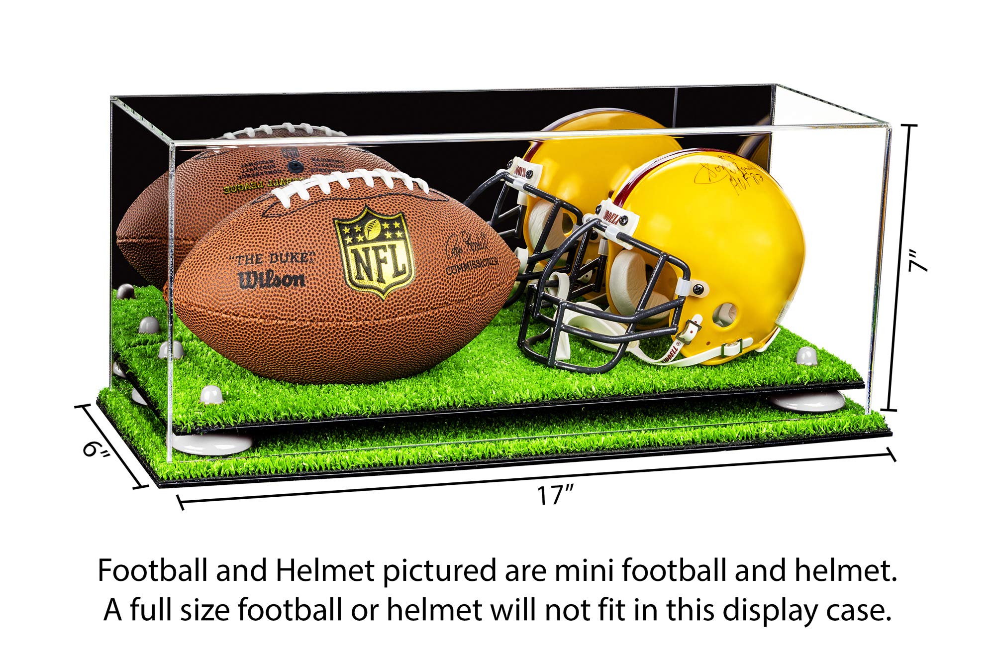 Acrylic Double Mini Football Helmet Display Case - Miniature Collectible Sports Memorabilia for NFL Fans (A019) - Perfect for Home, Office, or Man Cave Decor