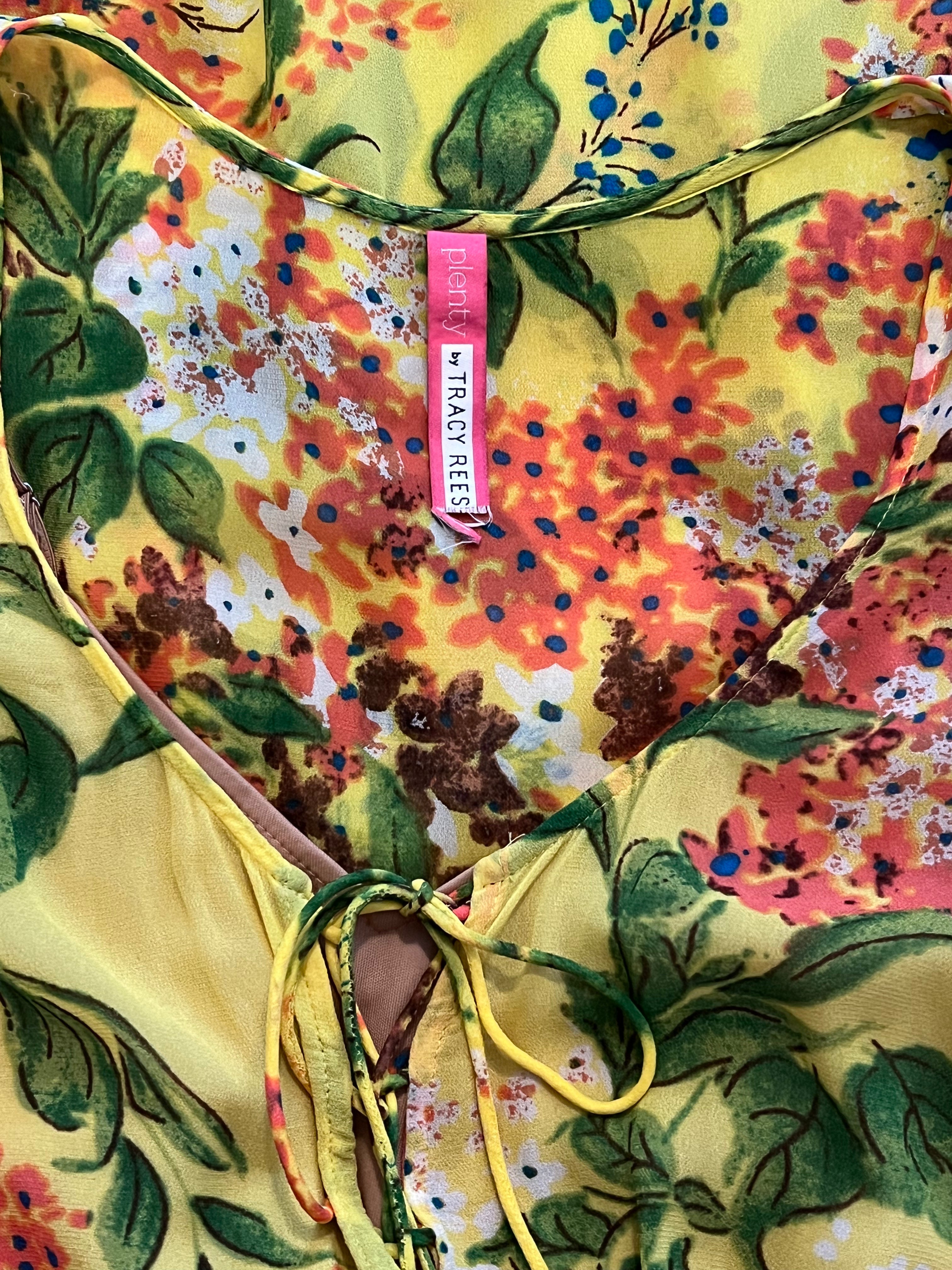 Tracy Reese Yellow Floral Maxi Dress for Women - Summer Boho Beach Wedding Party Dress - Elegant Long Flowy Dress for Vacation, Date Night & Special Occasions
