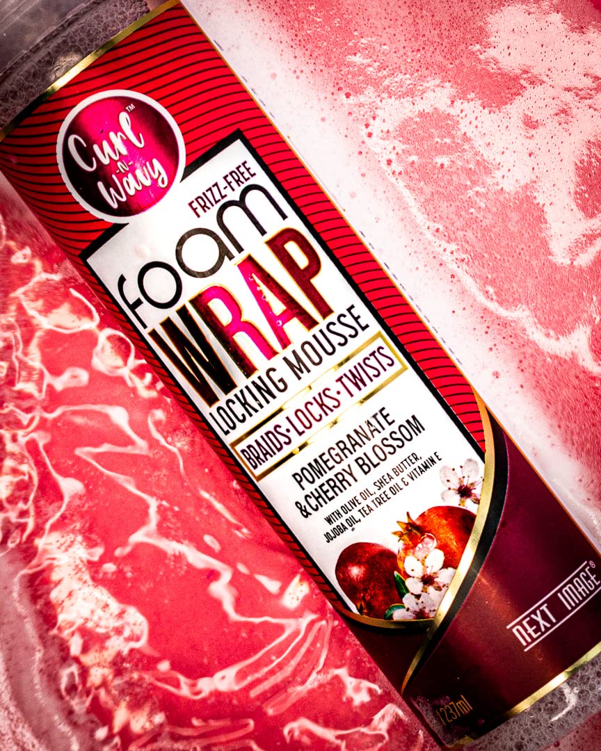 NEXT IMAGE Foam Wrap Locking Mousse - Pomegranate & Cherry Blossom Scent for Curly Hair | Hydrating Styling Hair Mousse for Women | Perfect for Daily Use, Special Occasions & Salon-Quality Styling at Home