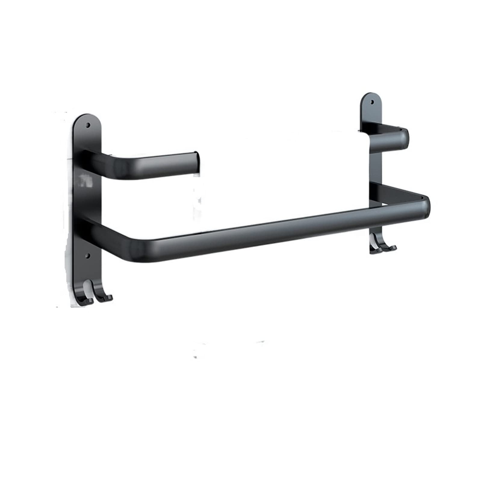 XADITON 30-60CM Wall Mounted Towel Rack - Aluminum Alloy Bathroom Towel Bar with Shoe Storage - Matte Black 2-Tier Organizer for Bath, Kitchen & Entryway (40cm)
