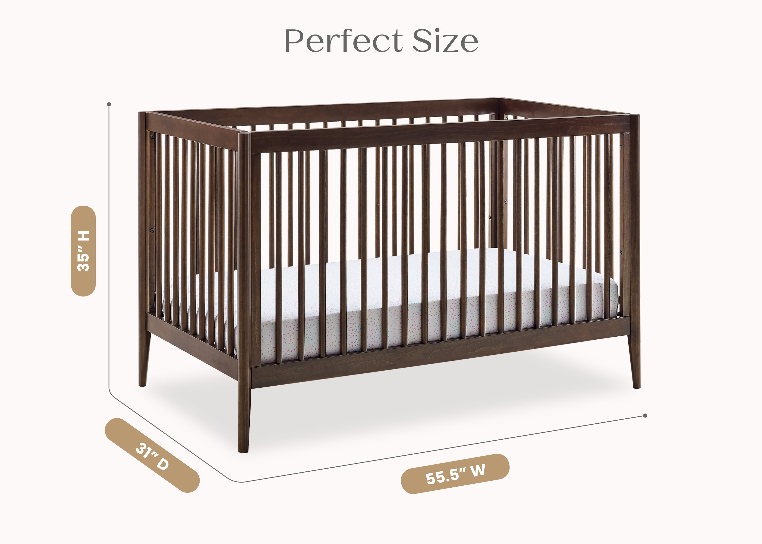 Casey 6-in-1 Convertible Baby Crib - Toddler Bed, Daybed & Full Size Bed Frame | Safe & Durable Nursery Furniture for Newborns to Teens | Perfect for Bedrooms, Daycare & Guest Rooms