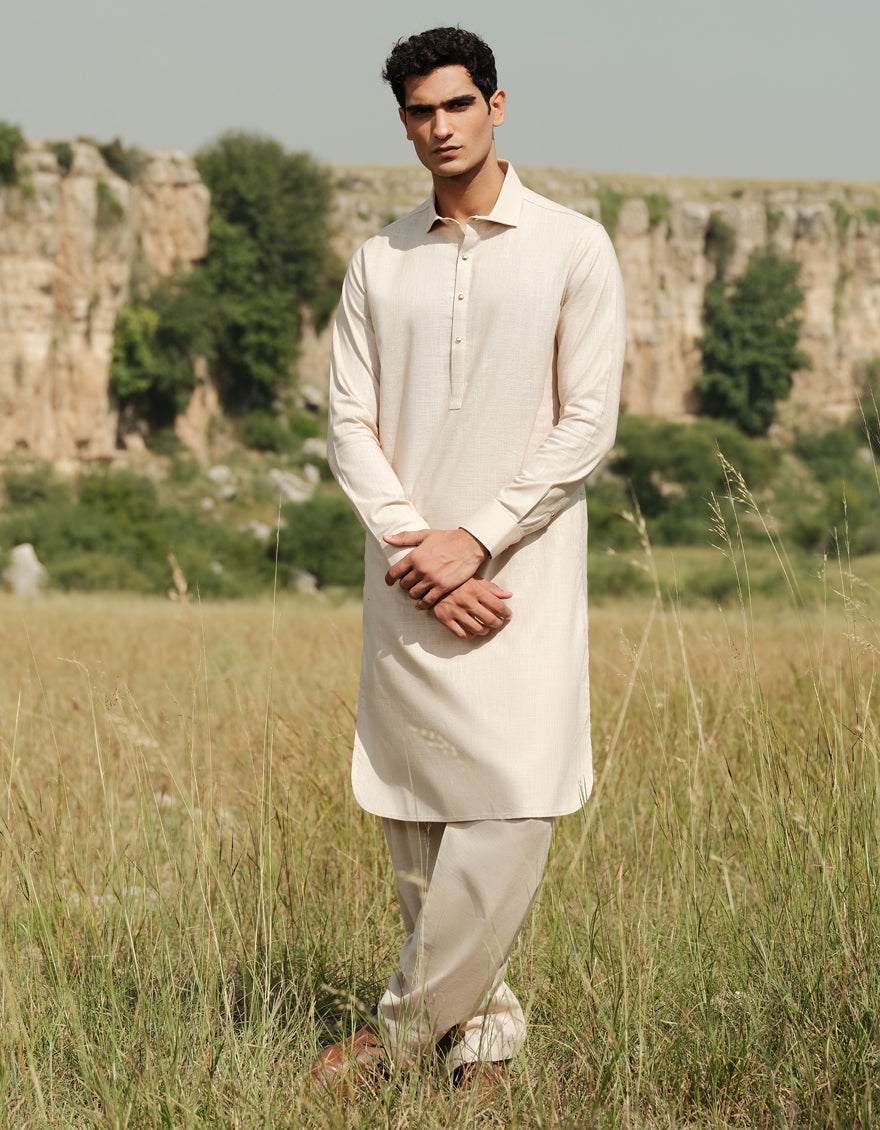 Premium Cotton Brown Shalwar Kameez by J. Junaid Jamshed - Traditional Pakistani Outfit for Men, Eid & Wedding Wear