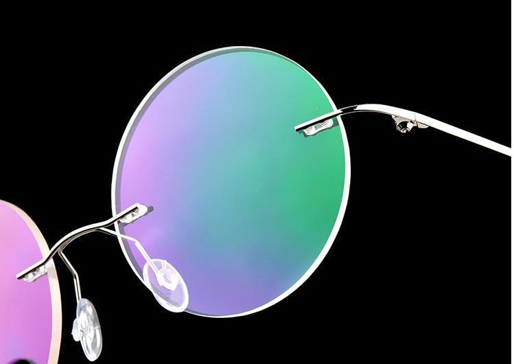 Steve Jobs Gandhi Harry Potter Style Foldable Ultra Light Blue Light Blocking Computer Glasses - Round Rimless Eyewear for Men & Women - Perfect for Office, Gaming & Screen Use
