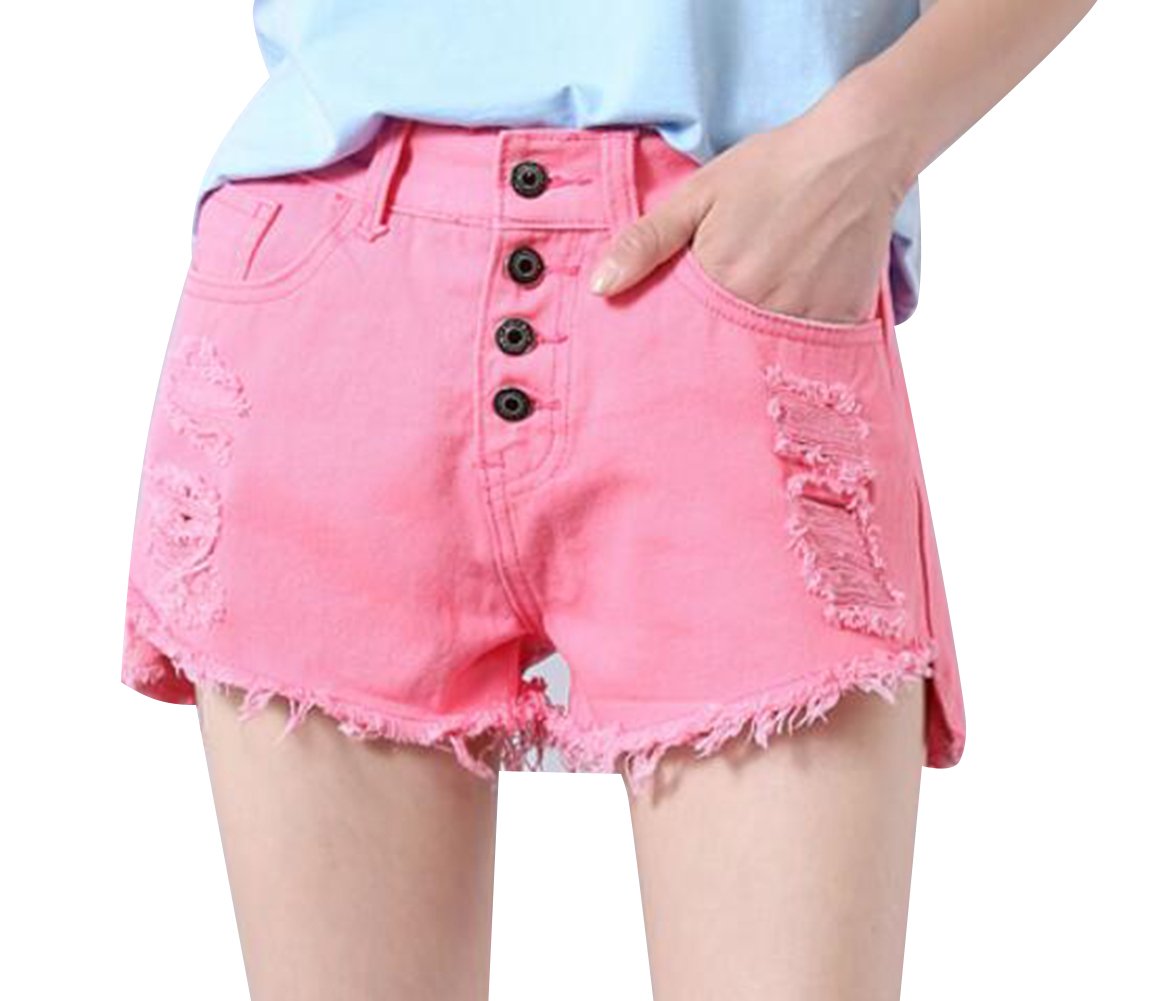 Stylish Two-Tone Ripped Denim Shorts | Distressed Washed Midi Jean Shorts for Women | Perfect for Summer Outfits, Beach Vacations & Casual Streetwear