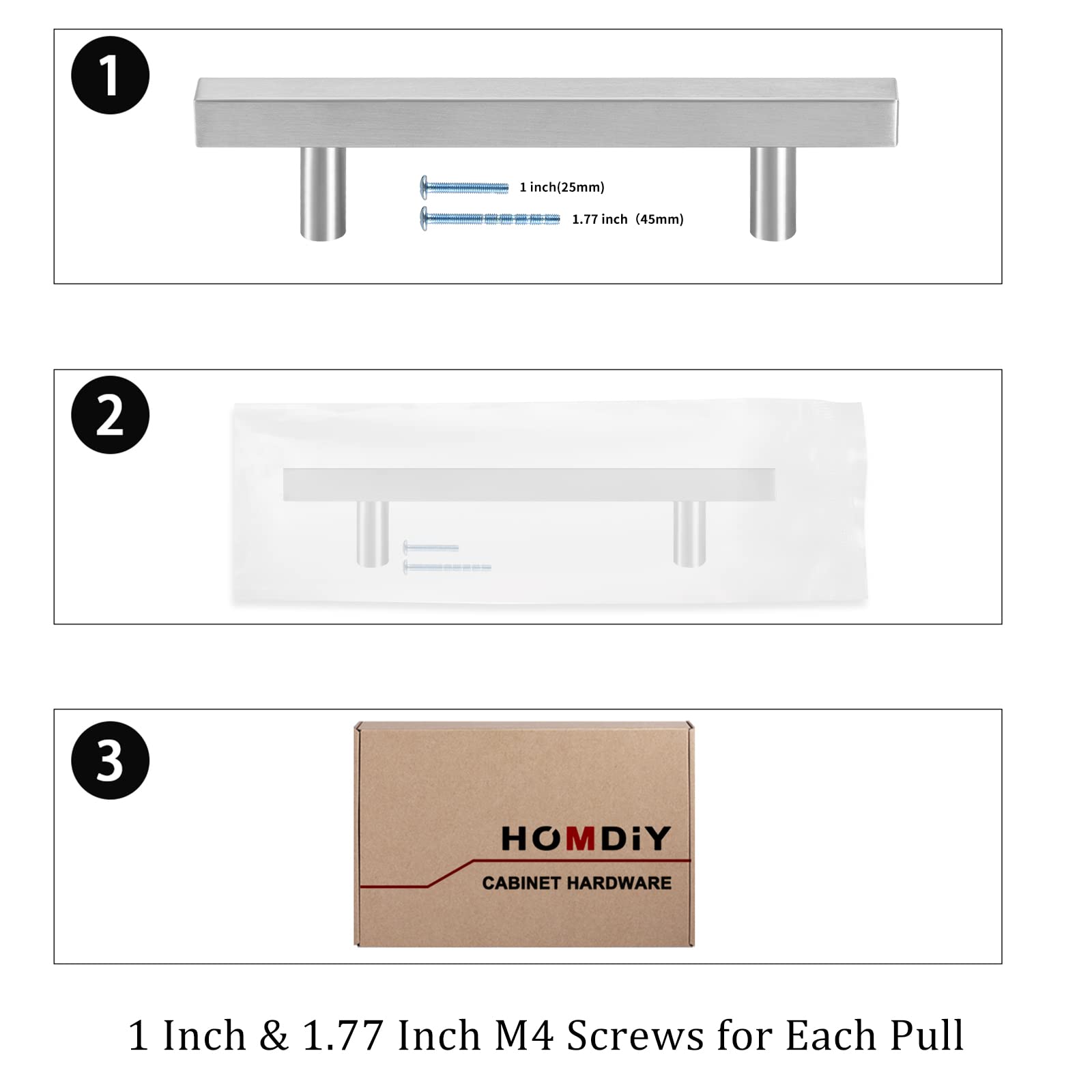 96mm Brushed Nickel Cabinet Pulls Drawer Handles - 50 Pack HDJ22SN Stainless Steel Kitchen Cabinet Handles for Cupboards & Drawers | Perfect for Modern Kitchen Renovation, Bathroom Vanity Upgrade & Furniture Refurbishing