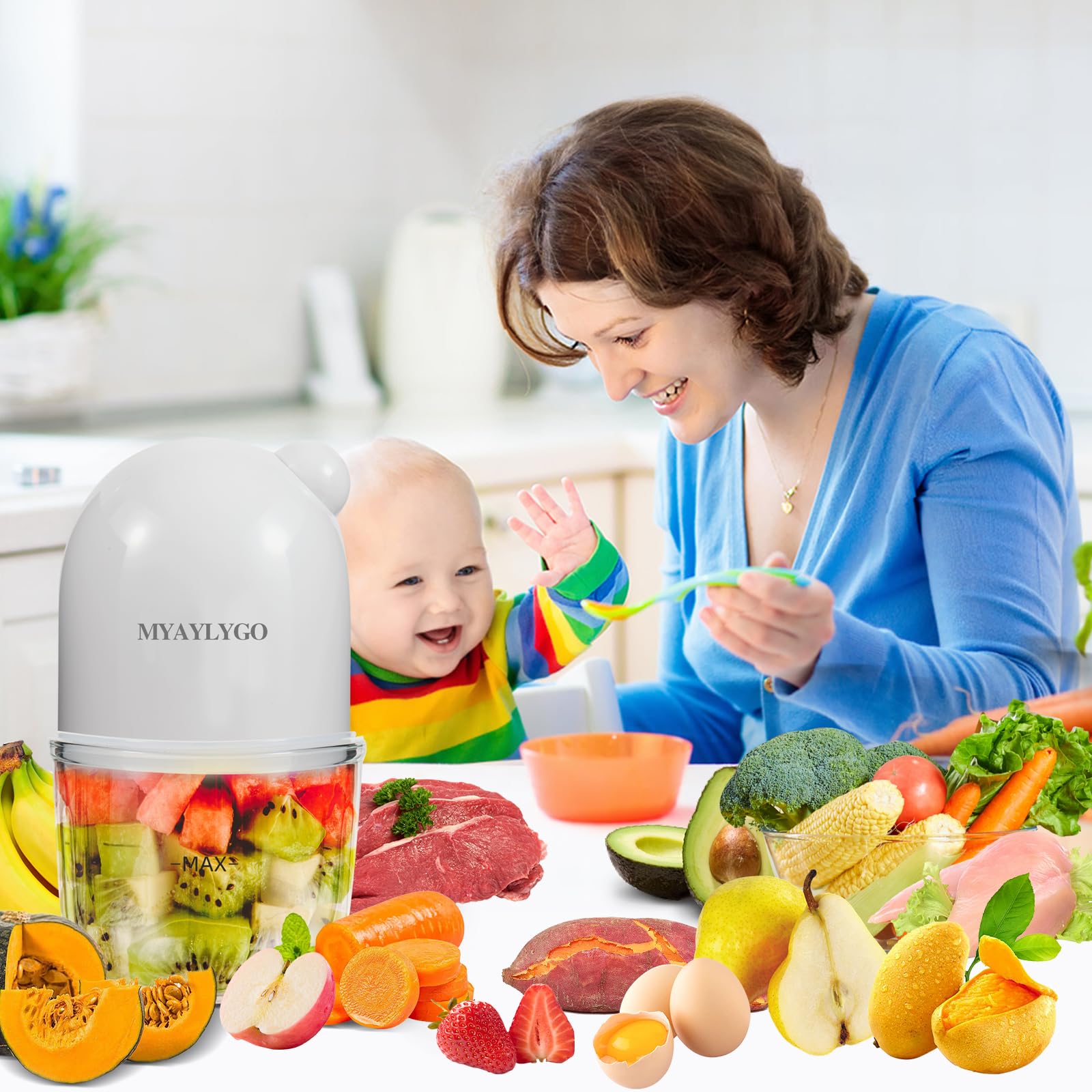 **MYAYLYGO Baby Food Processor & Blender - Homemade Puree Maker for Meat, Vegetables, Fruits | Perfect Newborn Shower Gift for Healthy Baby Food Prep | Ideal for Travel, Home & On-the-Go Feeding**
