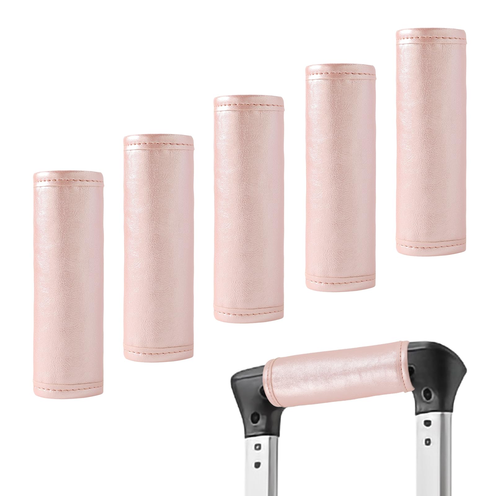 5-Pack Pink Luggage Handle Wraps - Suitcase Handle Covers & Travel ID Tags for Easy Identification - Perfect for Airports, Travel, and Group Trips