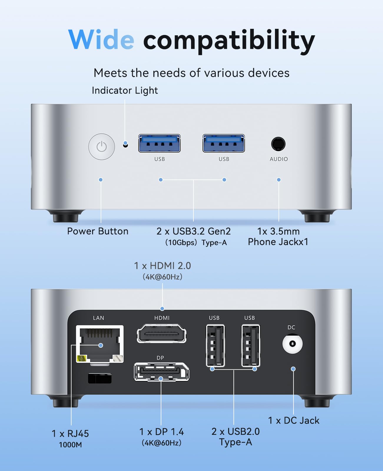 ACEMAGIC Vista V1 N97 Mini PC - 12th Gen Intel N97 Processor (Up to 3.6GHz, Outperforms N150/N95), 16GB DDR4 RAM, 512GB SSD, 4K Dual Display, WiFi/BT, VESA Mount - Compact Desktop Computer for Home Office, Business, Gaming & Entertainment