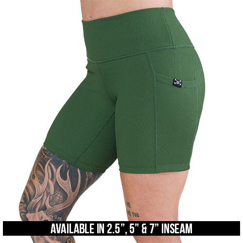 Stylish Ribbed Shorts for Women - Hunter Green | Comfortable & Trendy | Perfect for Summer, Yoga, and Casual Outfits