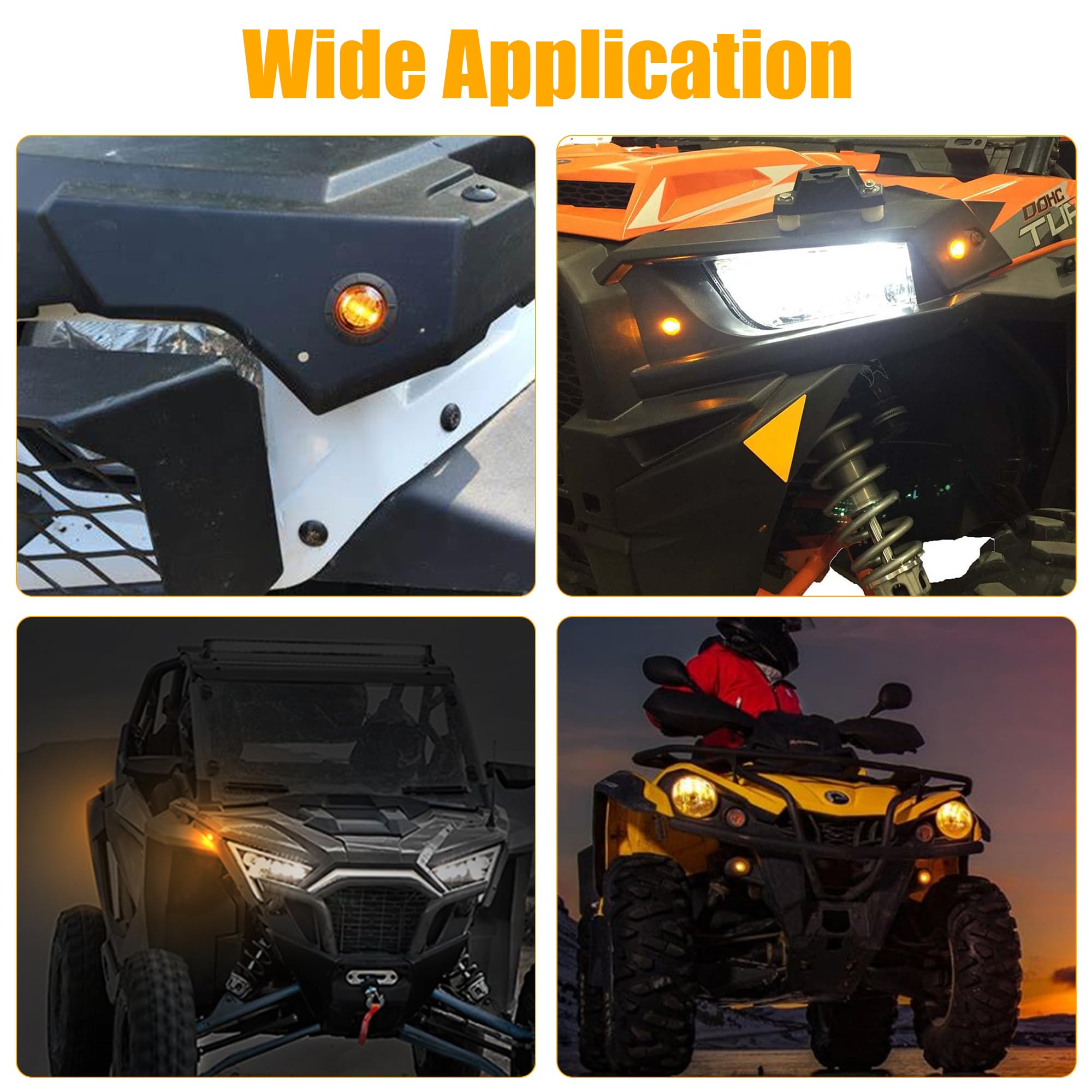 Universal UTV ATV Turn Signal Kit with Column Switch - Amber LED Blinker Kit for Polaris, Pioneer, Talon, Can-Am, Kawasaki, Arctic Cat - Plug & Play Street Legal Accessory for Off-Road Safety & Night Riding