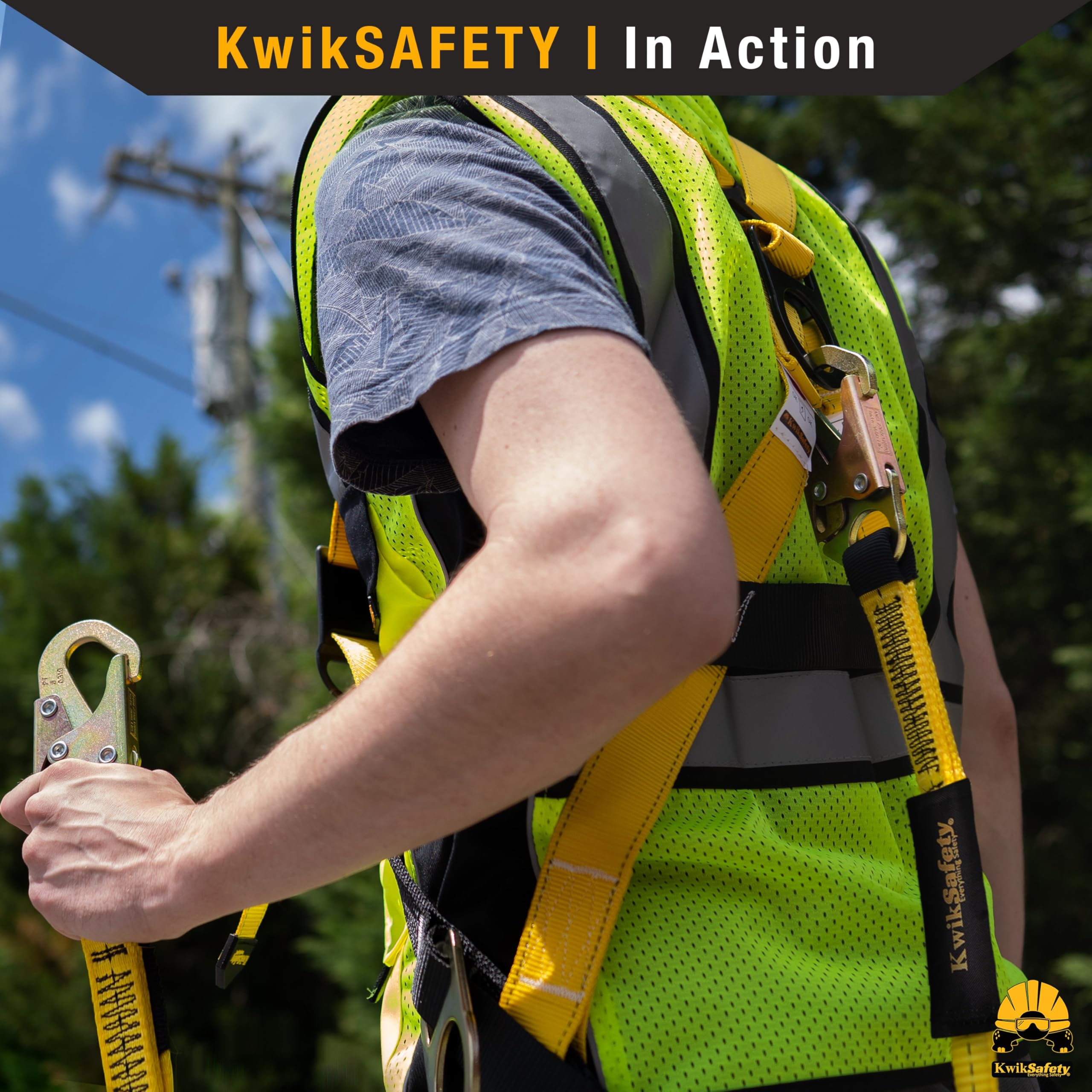 KwikSafety TYPHOON Ironworker Safety Harness with 3 D-Rings & Tool Lanyard Loop - ANSI & OSHA Certified for Construction Work - Fall Protection Gear for Roofing, Scaffolding & High-Rise Projects