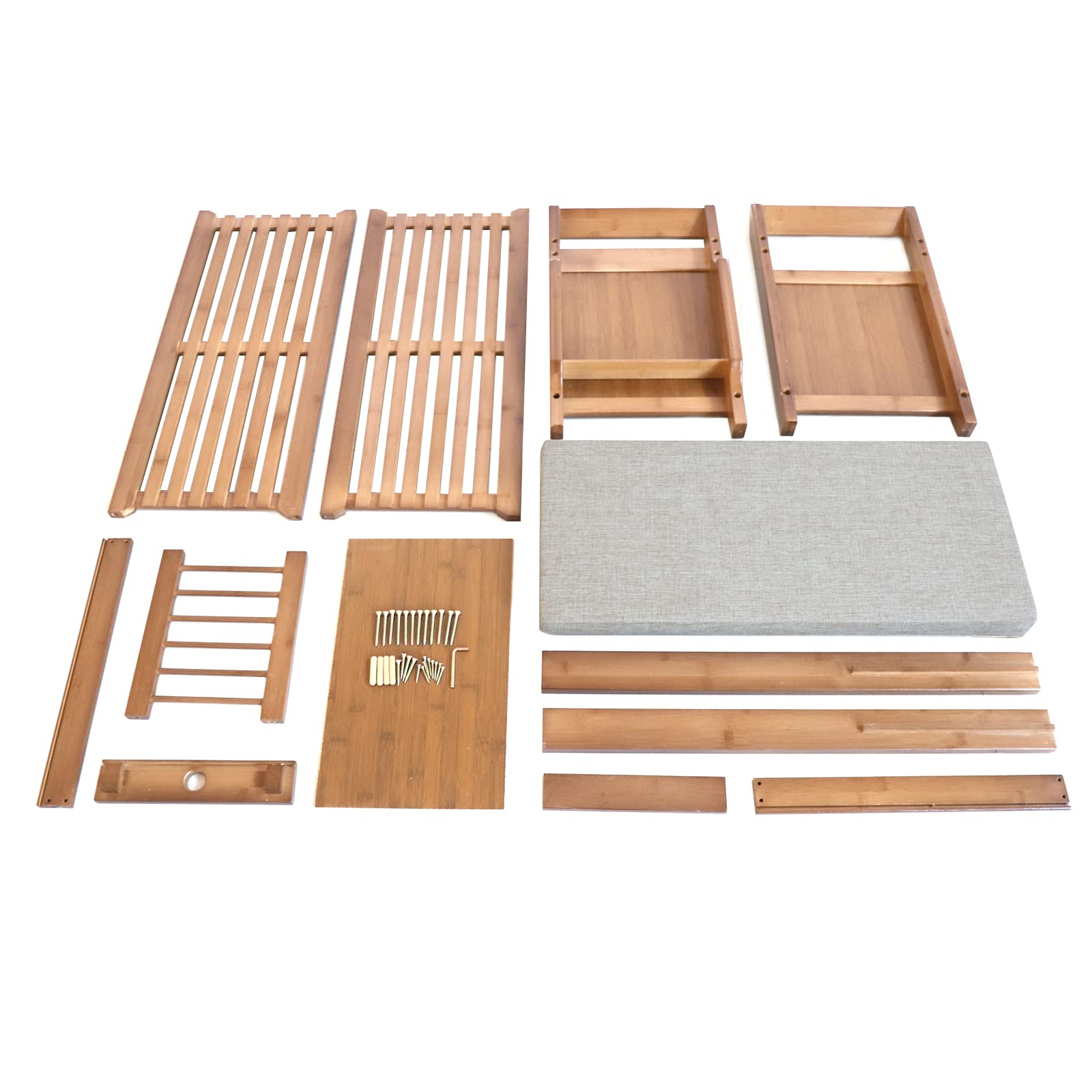 2-Tier Bamboo Shoe Bench with Sponge Cushion & Storage Basket - Holds 6 Pairs of Shoes - Entryway Organizer for Living Room, Hallway & Home Decor - Brown Wooden Shoe Rack for Entry, Bedroom & Closet Storage