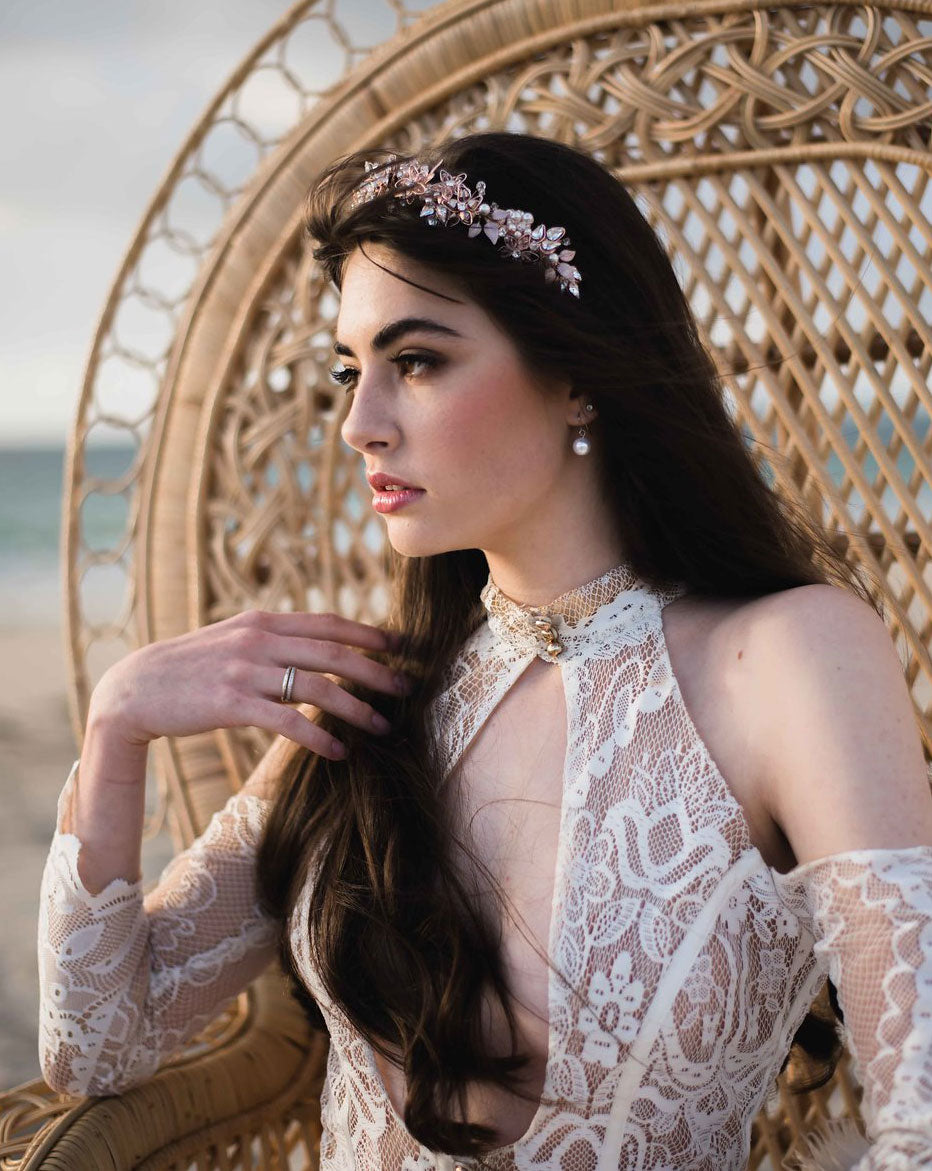 Elegant Floral Embellished Bridal Headpiece - Jessica Deluxe by Kezani | Perfect for Weddings, Prom & Special Occasions