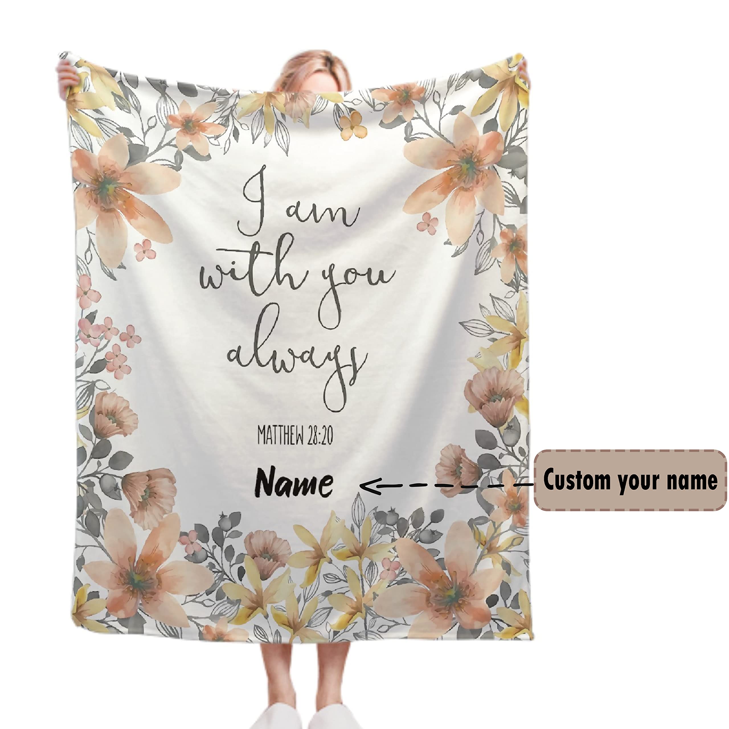Personalized Bible Verse Blanket with Name - Custom Christian Gift for Women & Teens | Religious Inspirational Throw Blanket 60