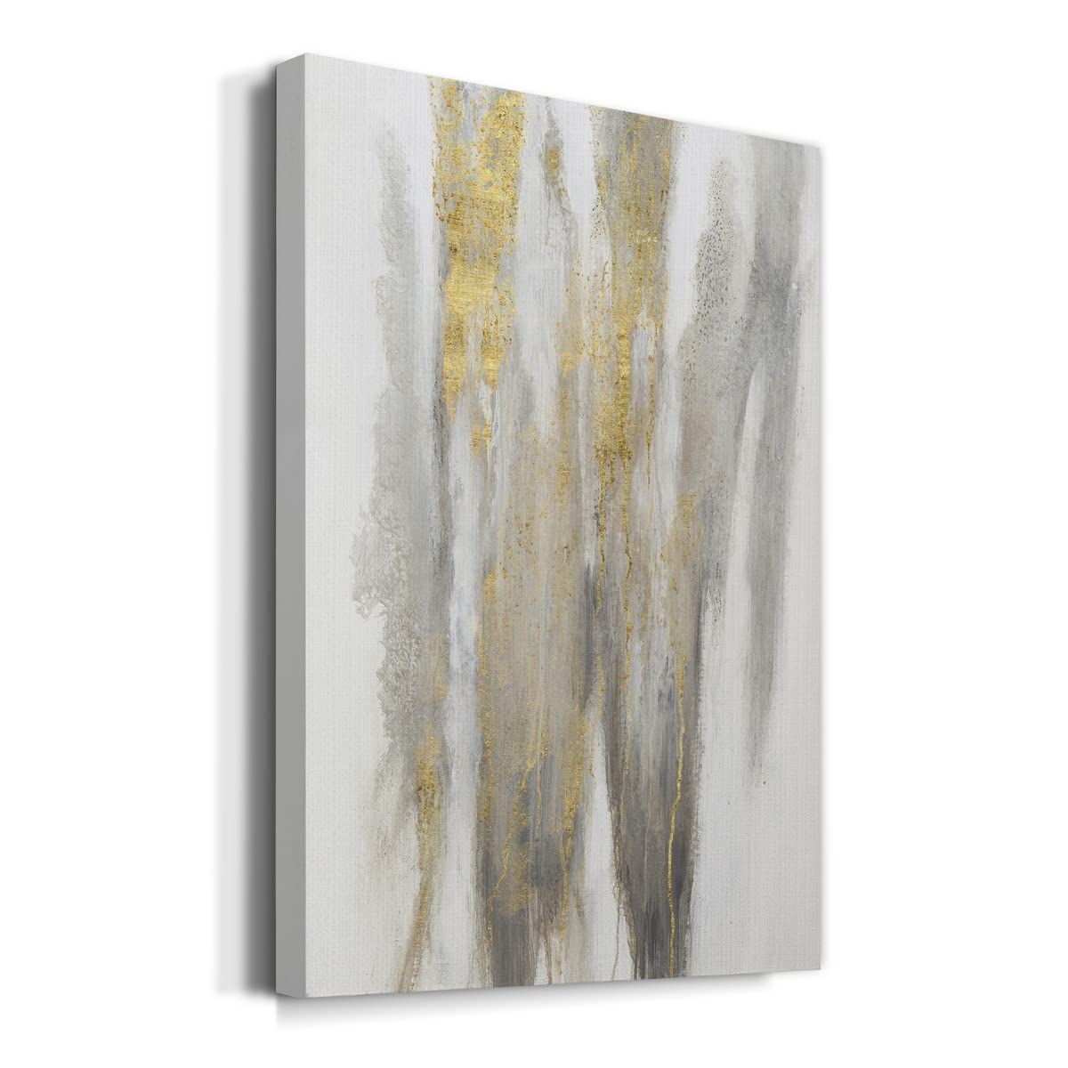Modern Gold & White Abstract Canvas Wall Art - 32x48 Inch Bathroom & Living Room Decor - Home & Office Wall Decor for Contemporary Spaces