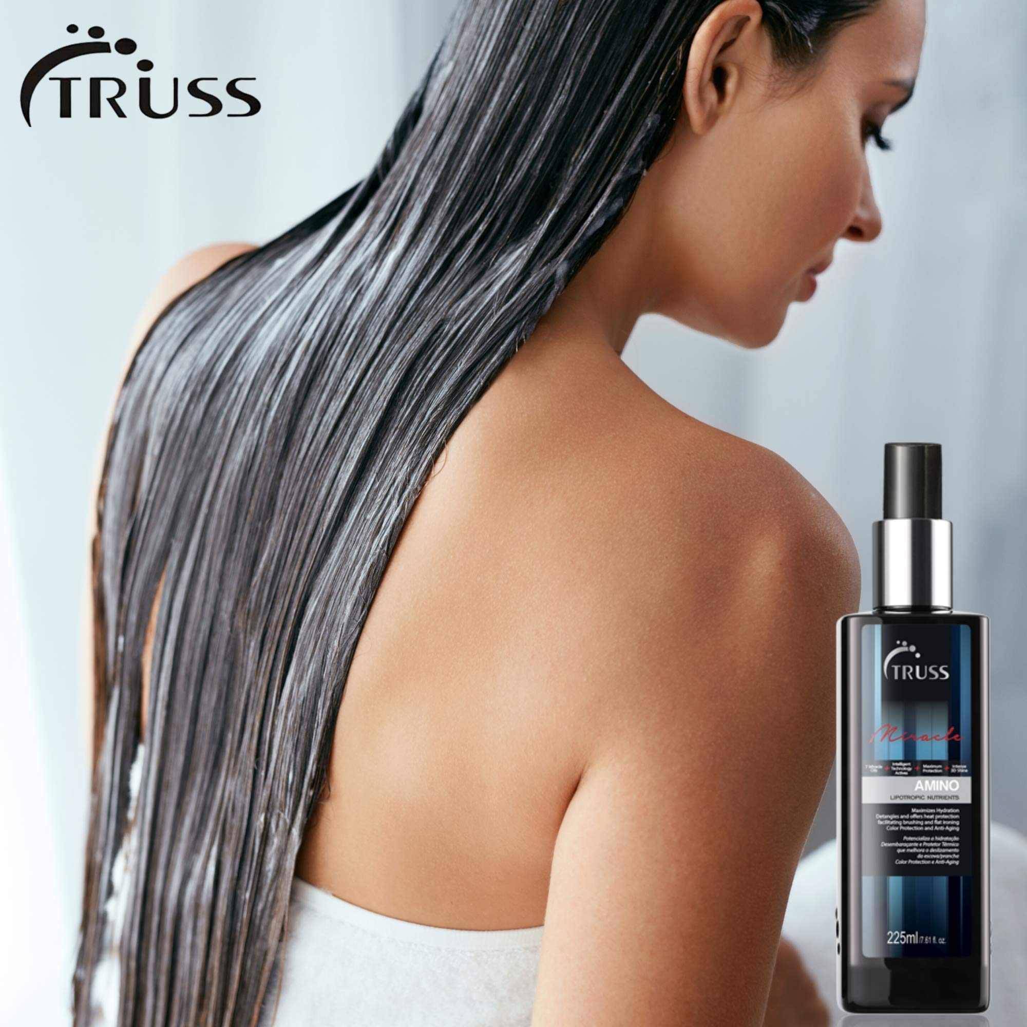 TRUSS Miracle Conditioner Bundle with Amino Miracle Heat Protectant Spray & Hair Mask - Deep Hydration & Heat Protection for Damaged Hair - Perfect for Salon, Home Use & Travel