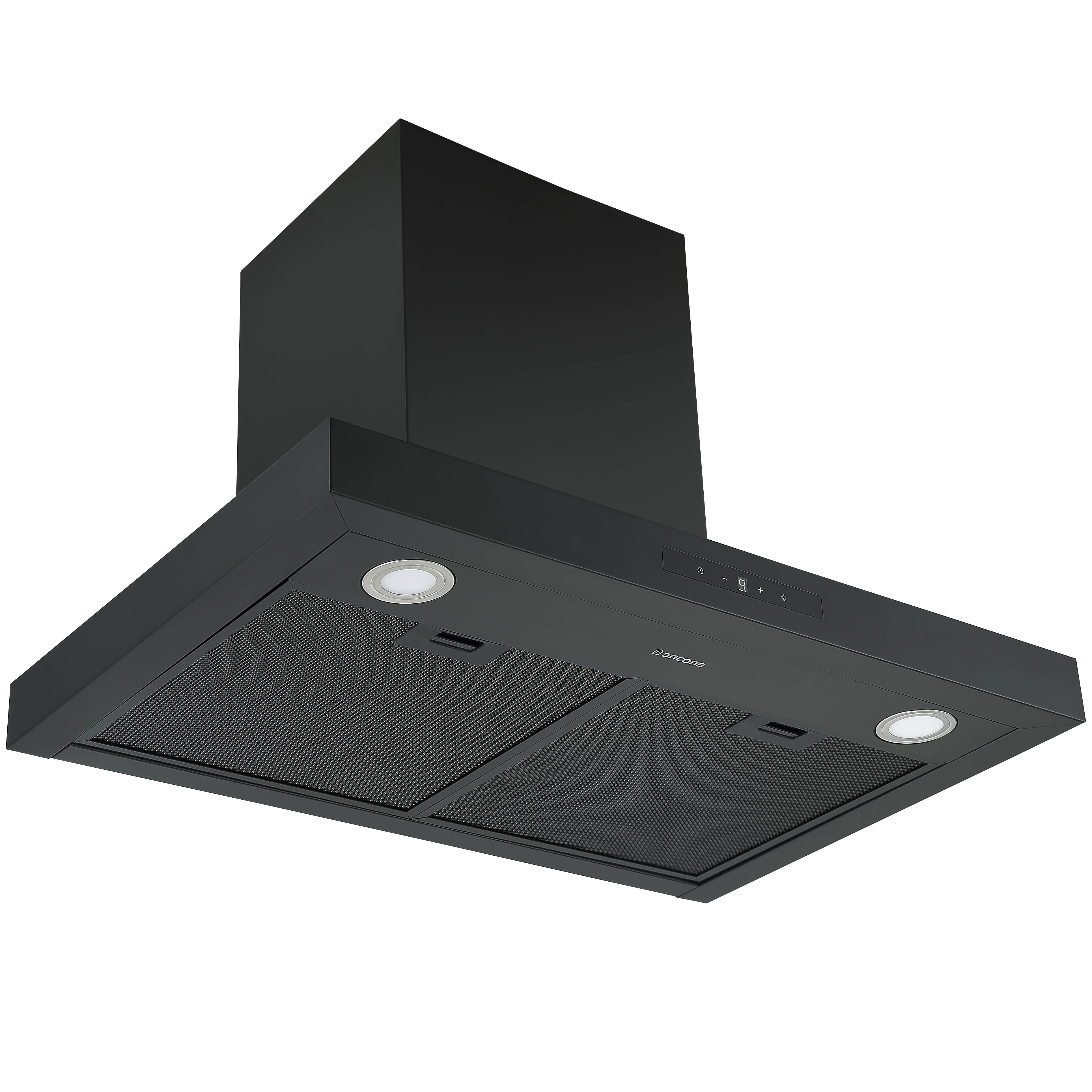 30 Inch Convertible Wall Mounted Rectangular Range Hood in Matte Black - Powerful Kitchen Ventilation for Gas Stoves & Cooking Areas