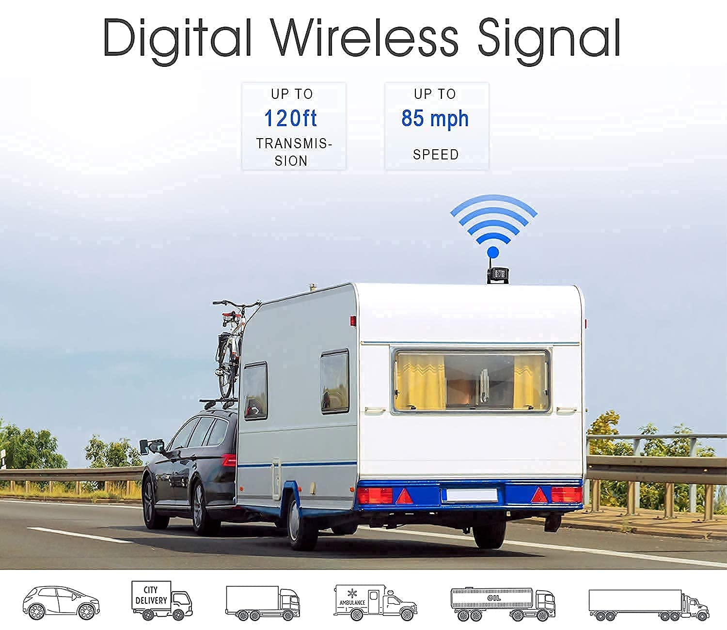 B701 II 1080P HD Wireless Backup Camera with W01 Digital Monitor - Waterproof Truck RV Trailer Rear View Camera System for Safe Parking & Reversing