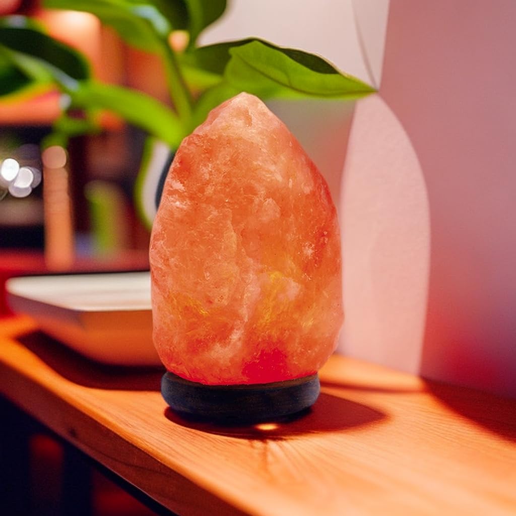 Himalayan Salt Lamp with Dimmer Switch - Natural Crystal Rock Night Light for Home Decor, Bedroom, Yoga & Meditation - Hand Carved Wood Base Salt Lamp with Soothing Amber Glow - Perfect Gift for Housewarming, Christmas & Relaxation