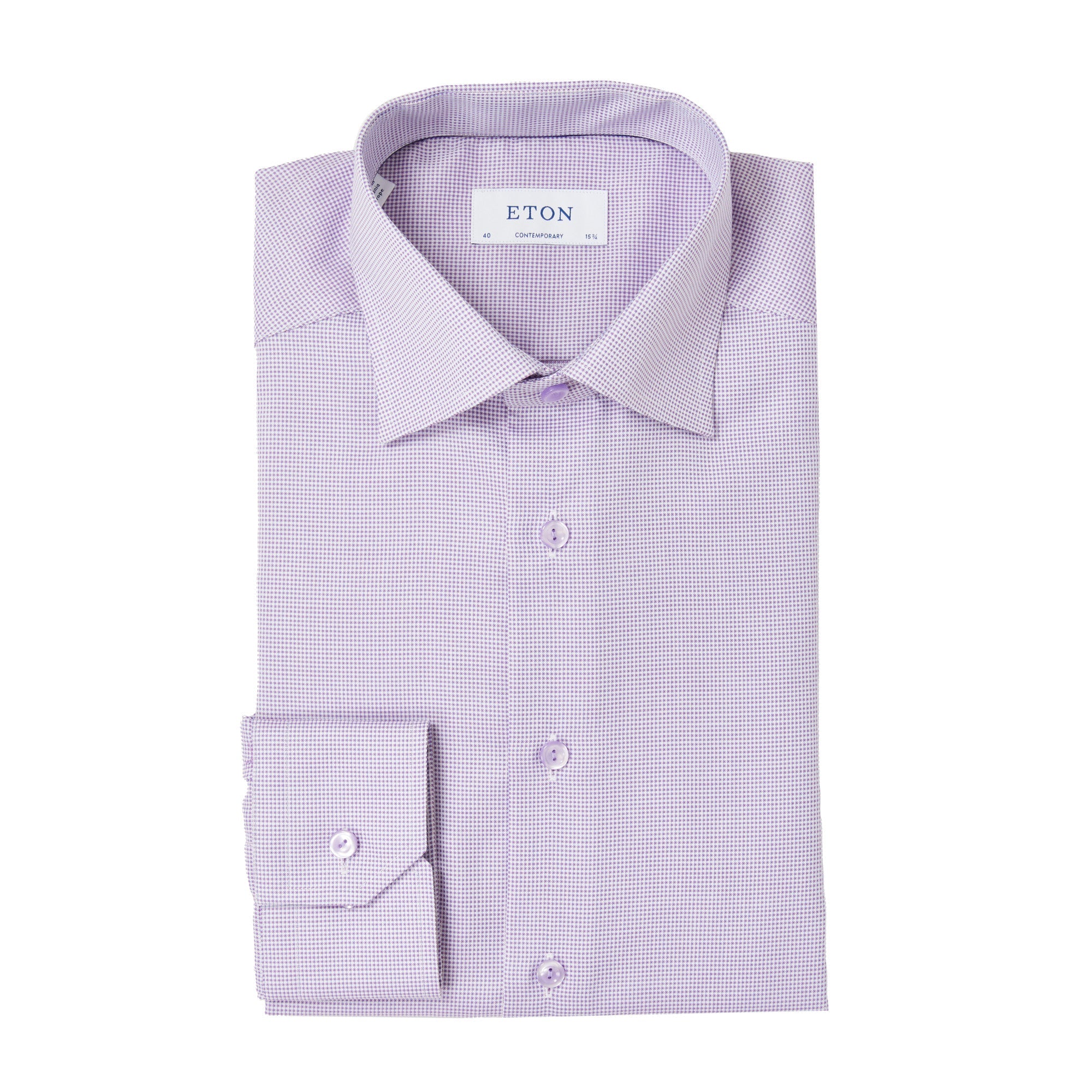 ETON Men's Pin Dot Royal Dobby Cotton Dress Shirt - Mid Purple - Formal & Business Casual Wear for Office, Wedding & Special Occasions