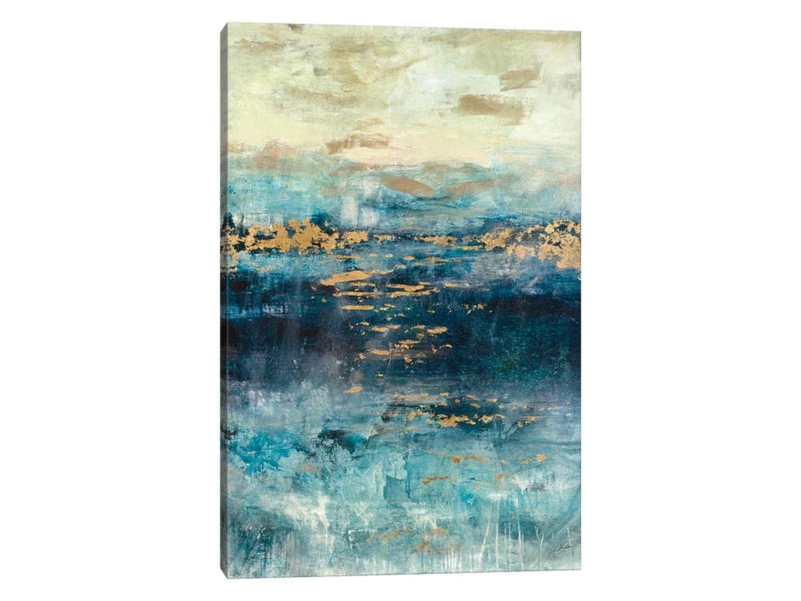 TIMUBA Abstract Canvas Wall Art - Modern & Retro Turquoise Painting for Living Room & Hallway Decor - 12x18 Inches - Perfect for Home, Office & Gallery Wall Displays