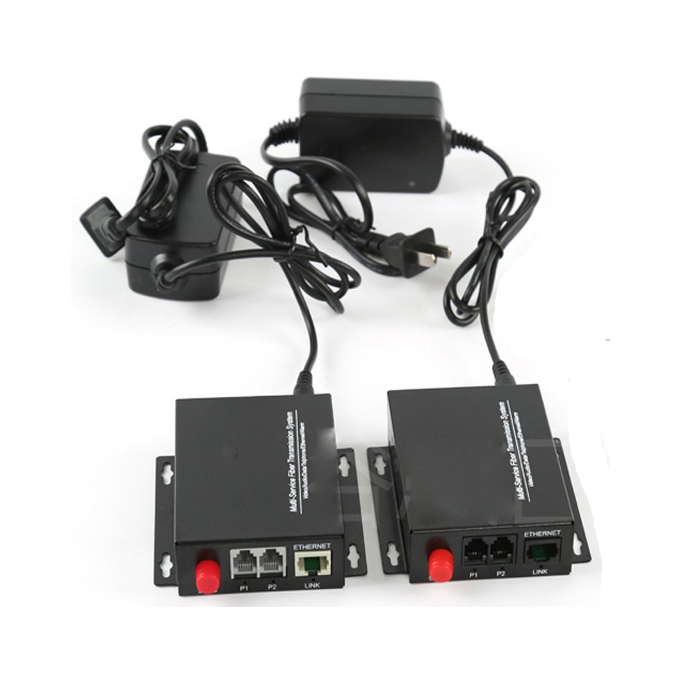 Fiber Optic Telephone Converter Extender - 2 Channel PCM Voice & 10/100Mbps Ethernet Over Fiber with FC Port | Ideal for Office VoIP Systems, Remote Communication & Network Expansion
