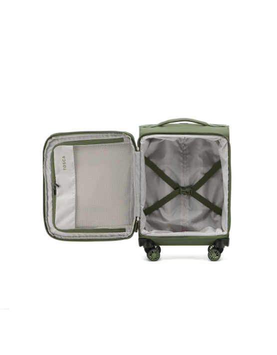 Tosca SO LITE New AIR5055 54cm Lightweight Cabin Spinner Luggage - Khaki | Perfect for Business Travel & Weekend Getaways