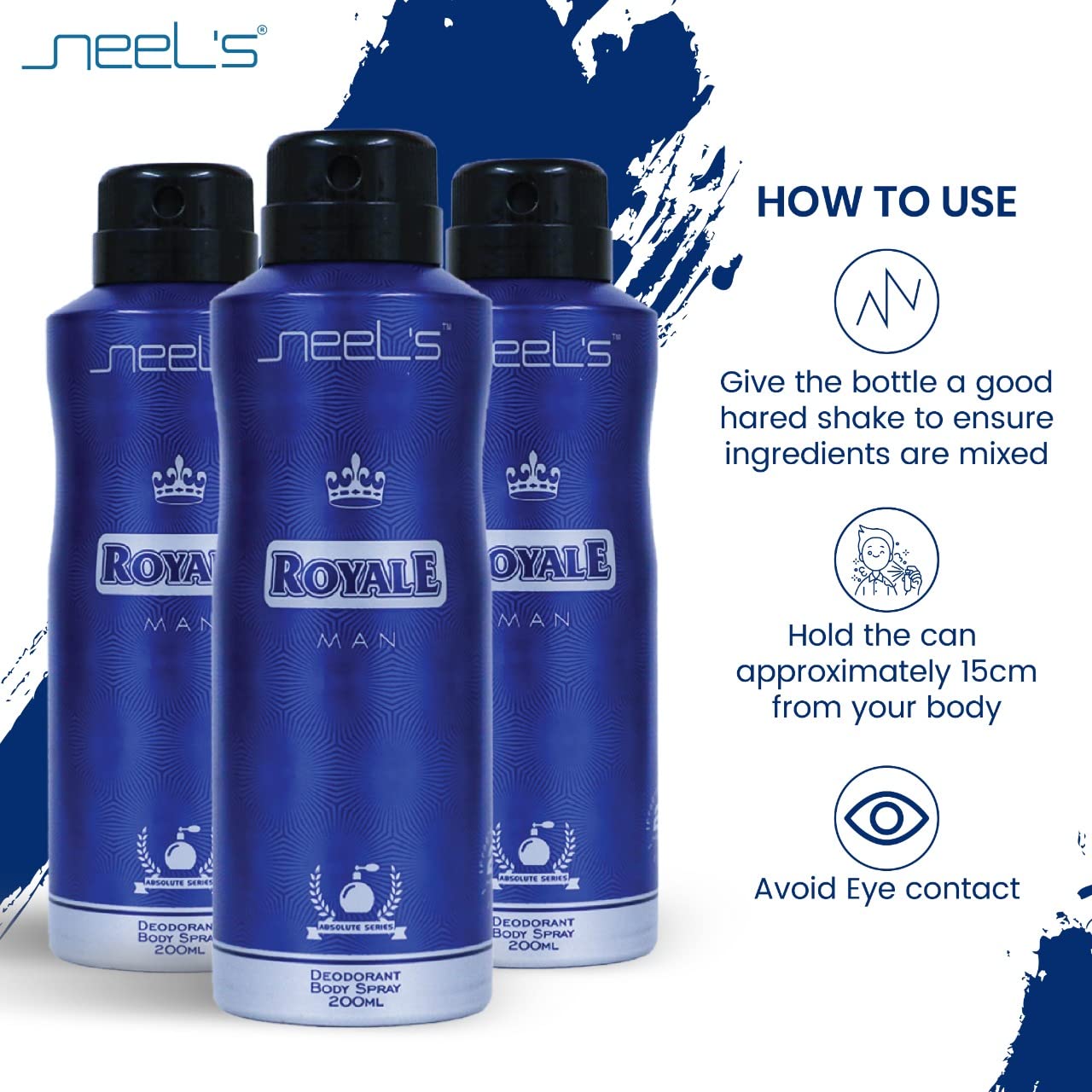 Neel's Unisex Deodorant Body Spray - Long Lasting Fragrance, Premium Deodorant for Men & Women, Pack of 3 (200ml Each) - Perfect for Gym, Work & Everyday Freshness