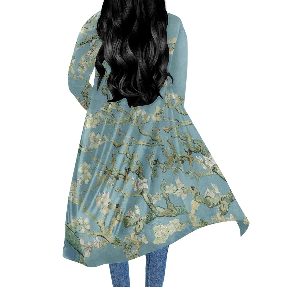 Van Gogh Starry Night 3D Printed Women's Long Sleeve Open Front Cardigan - Lightweight Cover Up for Casual Wear, Office & Date Nights