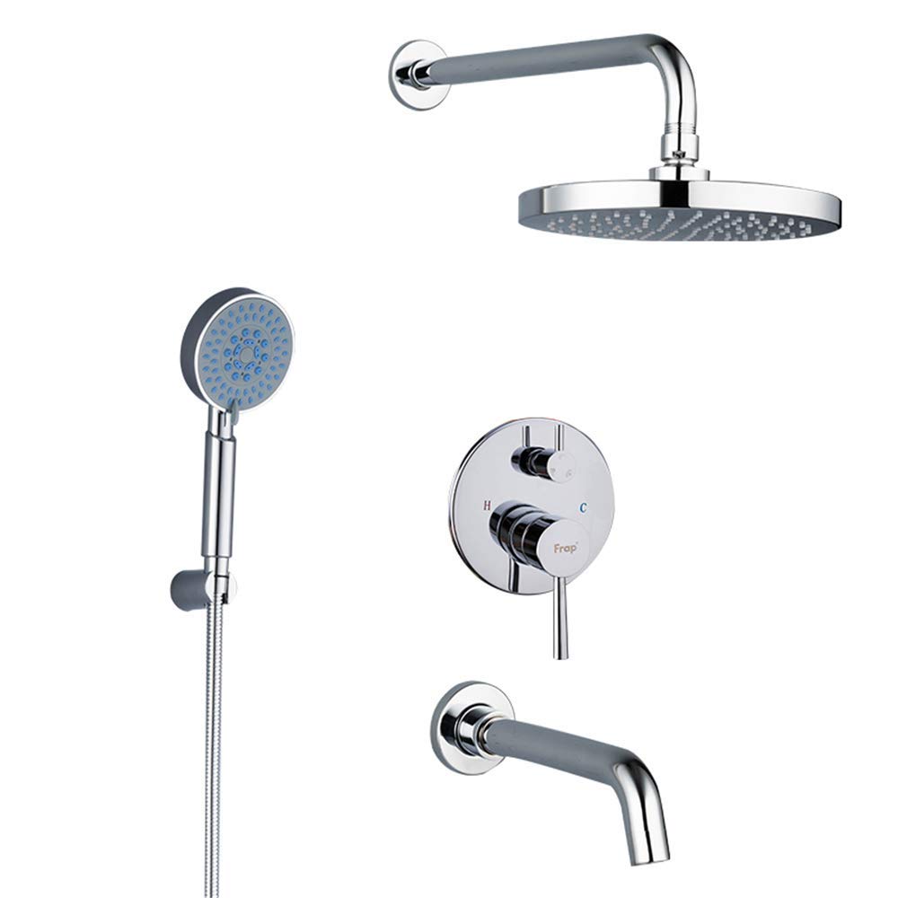 CHEWYNP Concealed Shower System - Wall Mounted Hot & Cold Water Faucet with Round ABS Shower Head for Modern Bathroom | Perfect for Spa-Like Shower Experience and Space-Saving Bathroom Designs