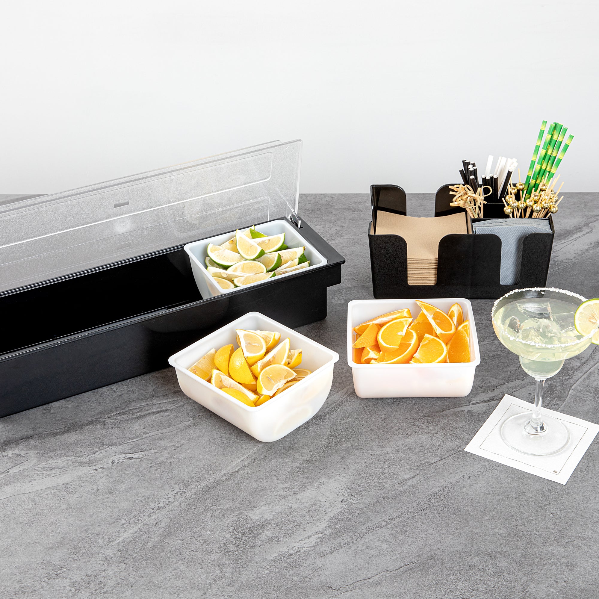 Bar Lux 1 Qt White Plastic Insert for 3-Compartment Condiment Caddy - Perfect for Restaurants, Cafes & Food Service (1 Count Box)