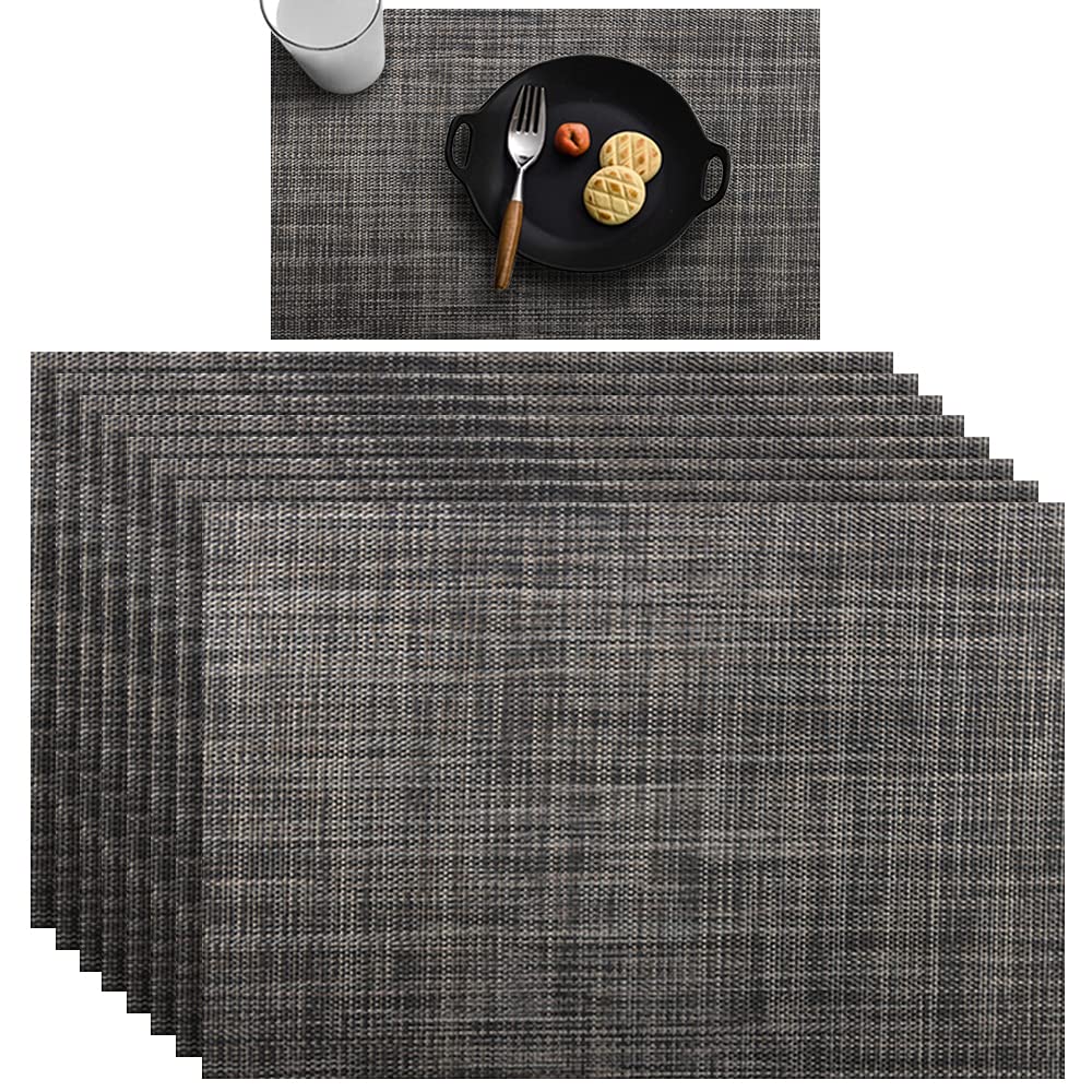 8-Piece Non-Slip Placemat Set for Dining Table - Waterproof Kitchen & Restaurant Table Mats in Black & Cyan - Perfect for Home, Office, and Party Use