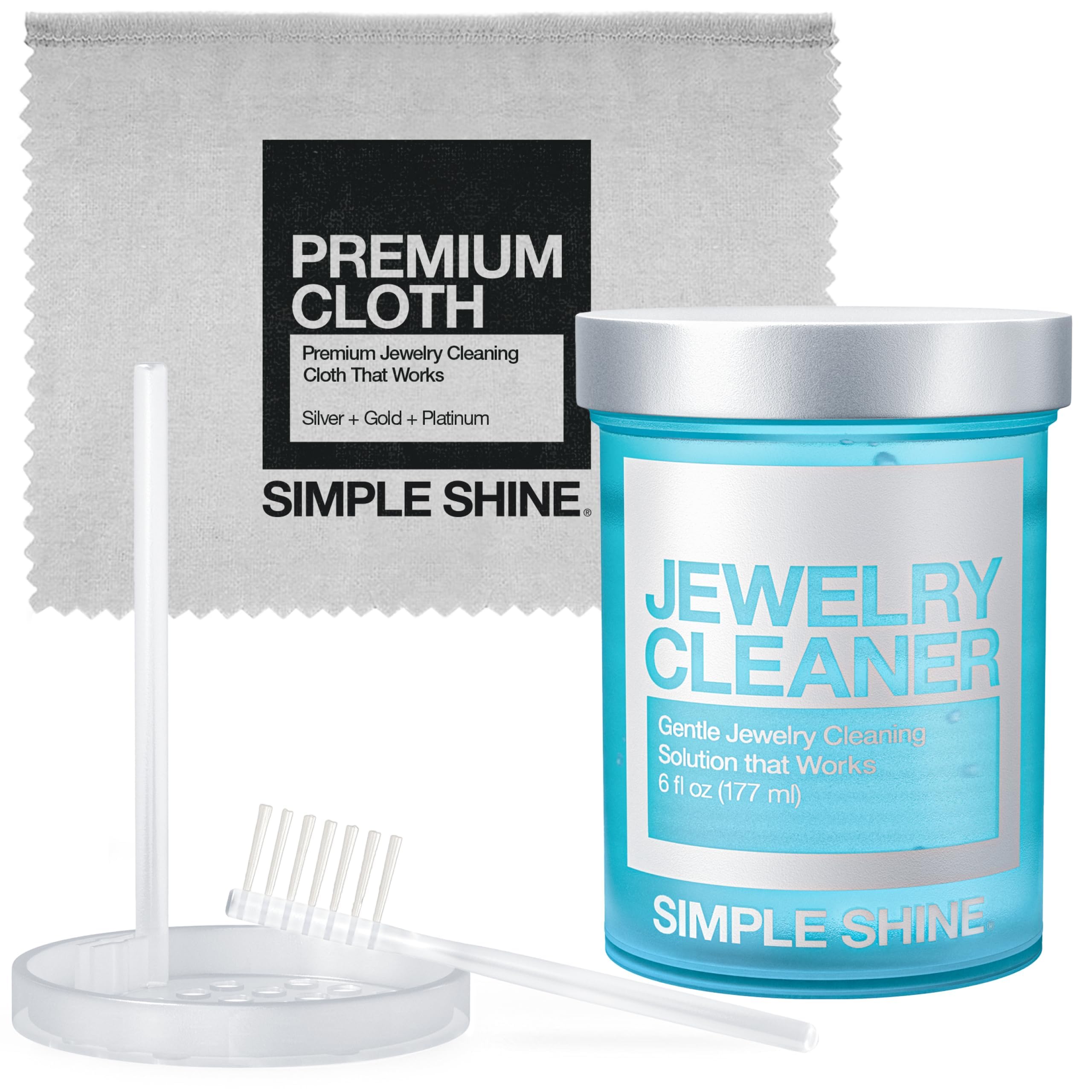 Premium Jewelry Cleaning Kit with Polishing Cloth & Solution - Safe for Gold, Silver, Diamond Rings & Fashion Jewelry - Made in USA | Perfect for Daily Maintenance, Gift Giving & Travel Jewelry Care