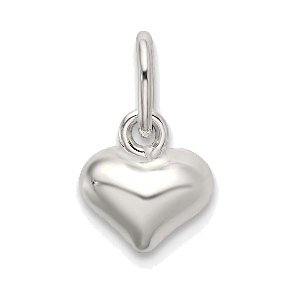 Bonyak Jewelry 925 Sterling Silver Polished Puffed Heart Charm Pendant - Perfect for Necklaces, Bracelets & Gifts for Valentine's Day, Anniversary or Birthday