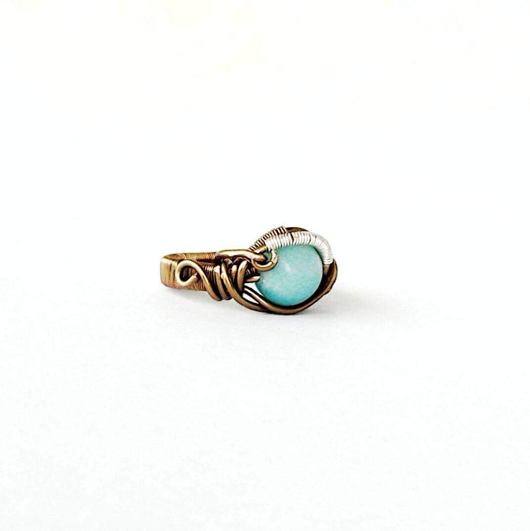 Amazonite Statement Ring in Antique Bronze - Handmade Boho Jewelry for Women | Perfect for Weddings, Parties & Everyday Wear