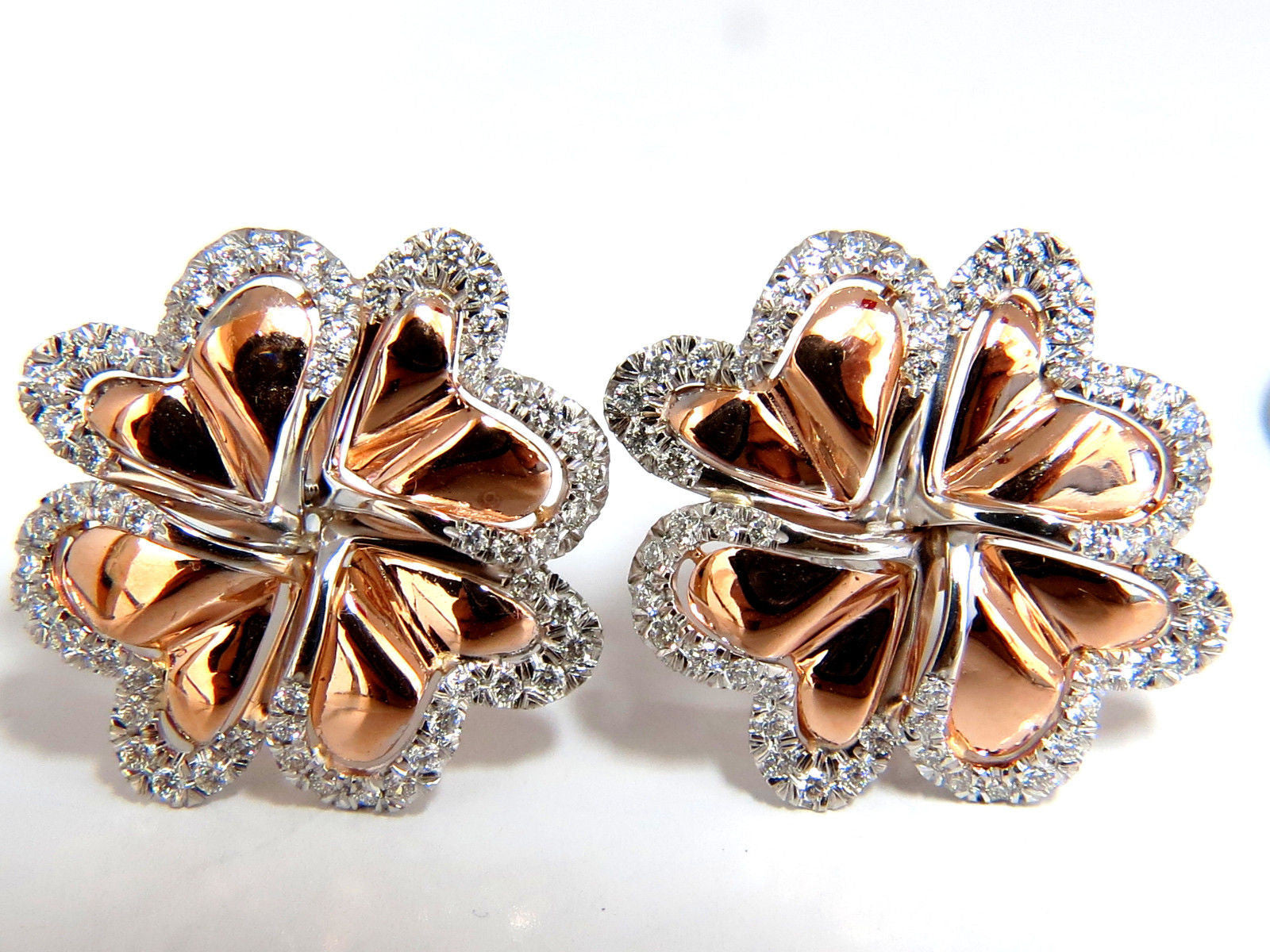1.40ct 3D Heart Link Circular Earrings in 18KT Rose Gold - Elegant Omega Back Design for Women, Perfect for Valentine's Day Gifts, Anniversary Presents & Special Occasions