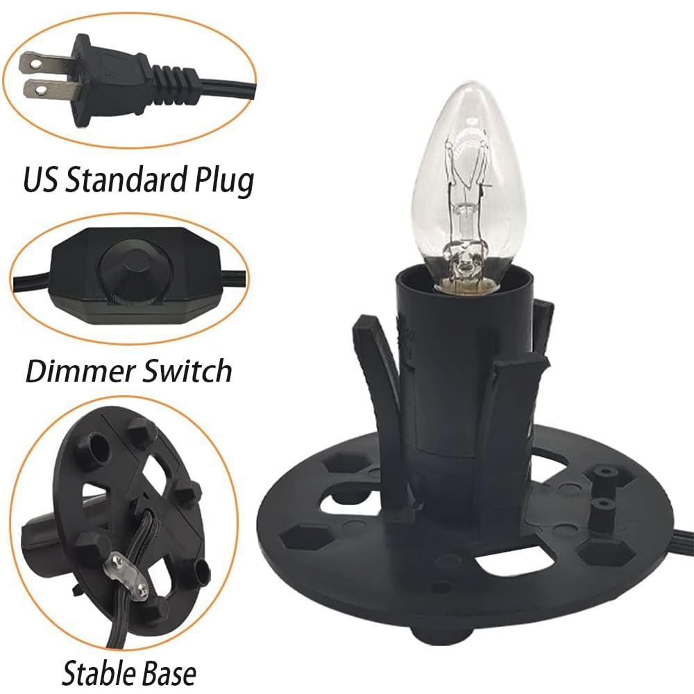 Himalayan Salt Lamp Cord Replacement with Dimmer Switch - 5ft E12 Halogen Bulb Cord Kit for Salt Rock Lamps (Includes 6 Christmas Bulbs & Base Assembly) - Perfect for Bedroom, Yoga Studio & Relaxation Spaces
